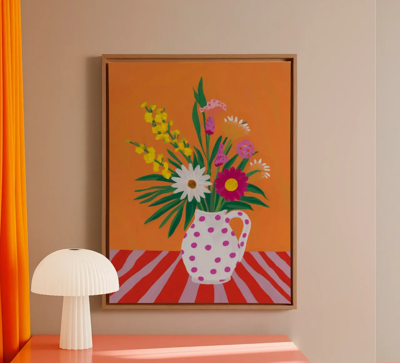 Vaso a pois Joy tela con Cornice a cassetta da Lumie Layers