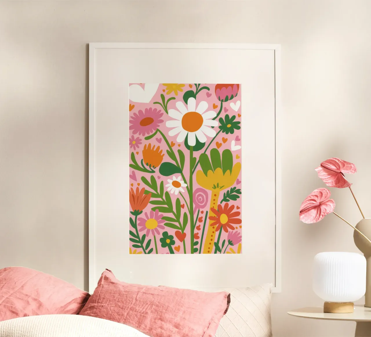 Prato vibrante di fiori selvatici poster con telaio in plastica da Moonlite Desire