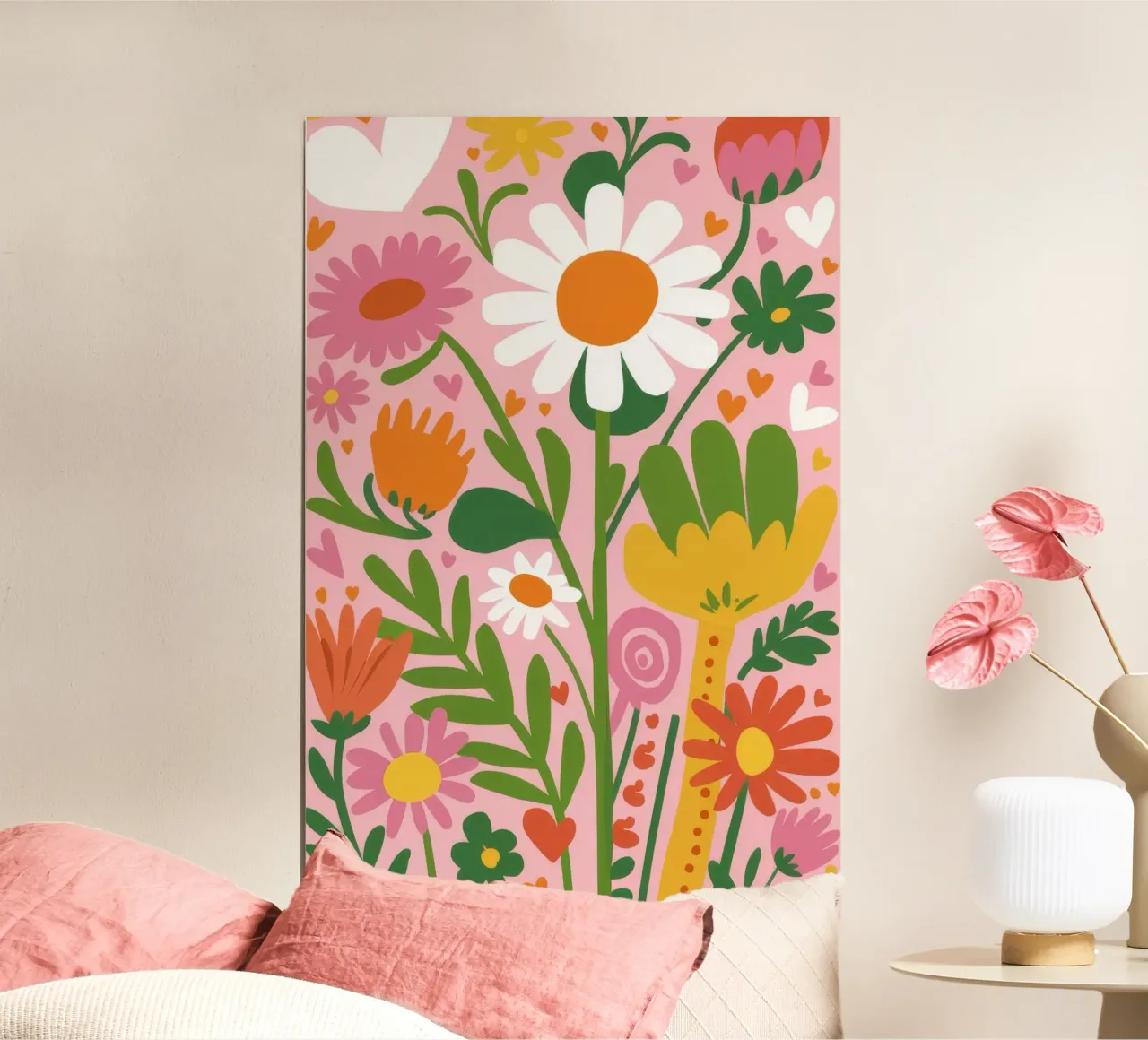 Prato vibrante di fiori selvatici poster con telaio in plastica da Moonlite Desire