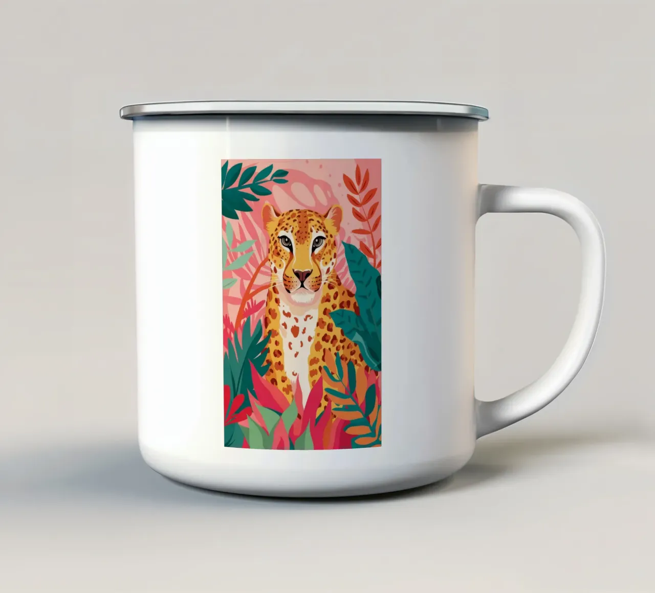 Il salotto lussureggiante di Leopard tazza in smalto da Grande Serene