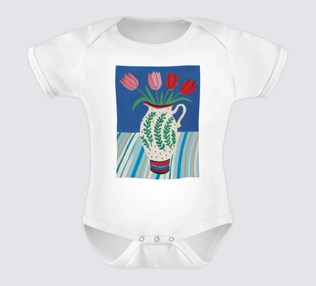 Tulip Pitcher Stripe Kurzarm Babybody von Lumie Layers