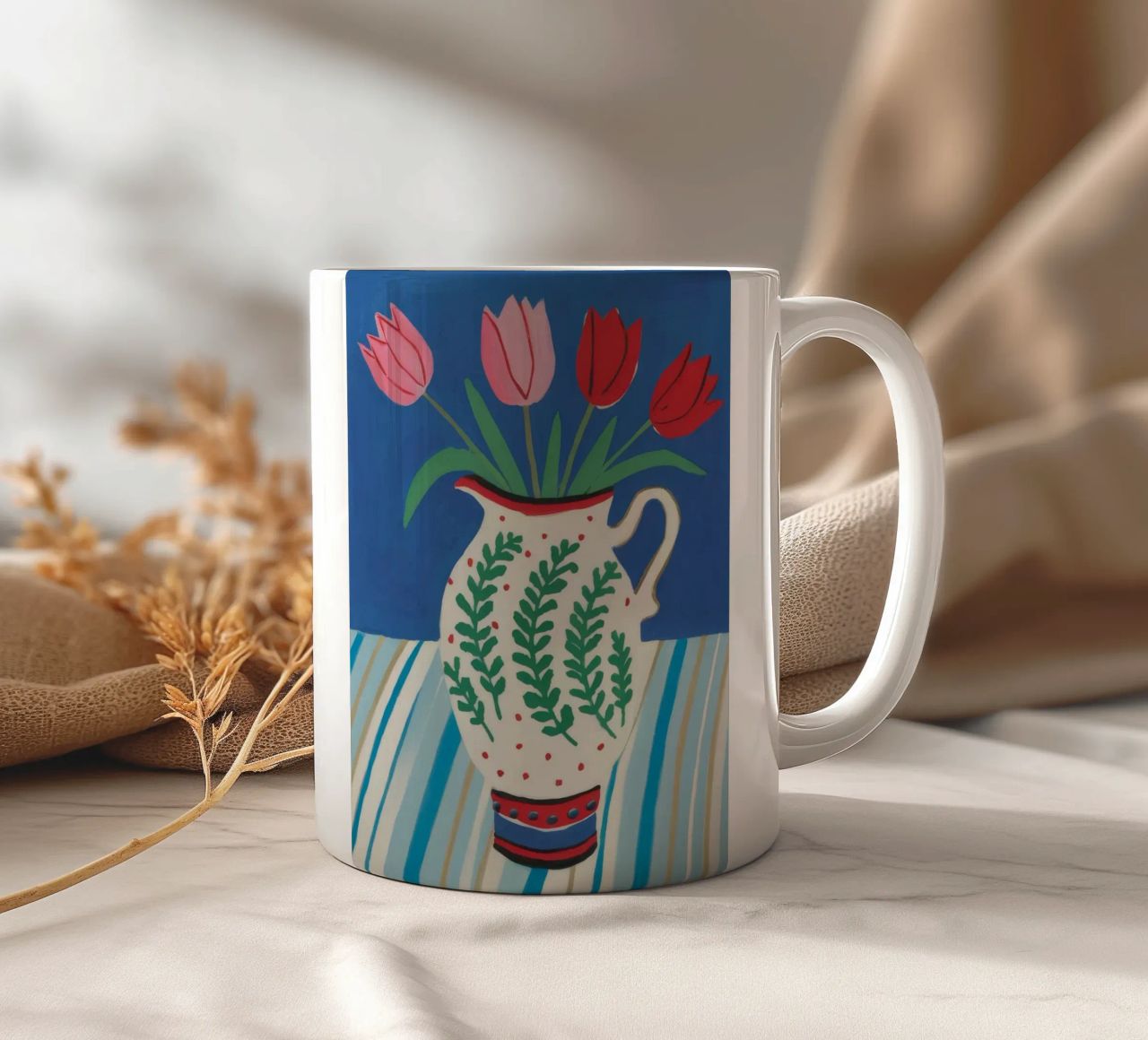 Tulipano Brocca Stripe tazza in ceramica da Lumie Layers