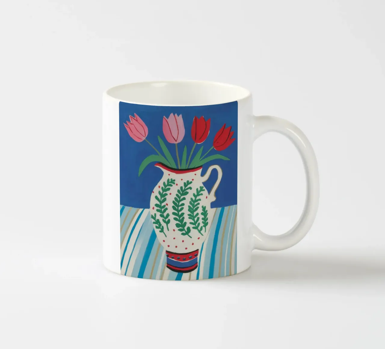 Tulip Pitcher Stripe Keramik Tasse von Lumie Layers