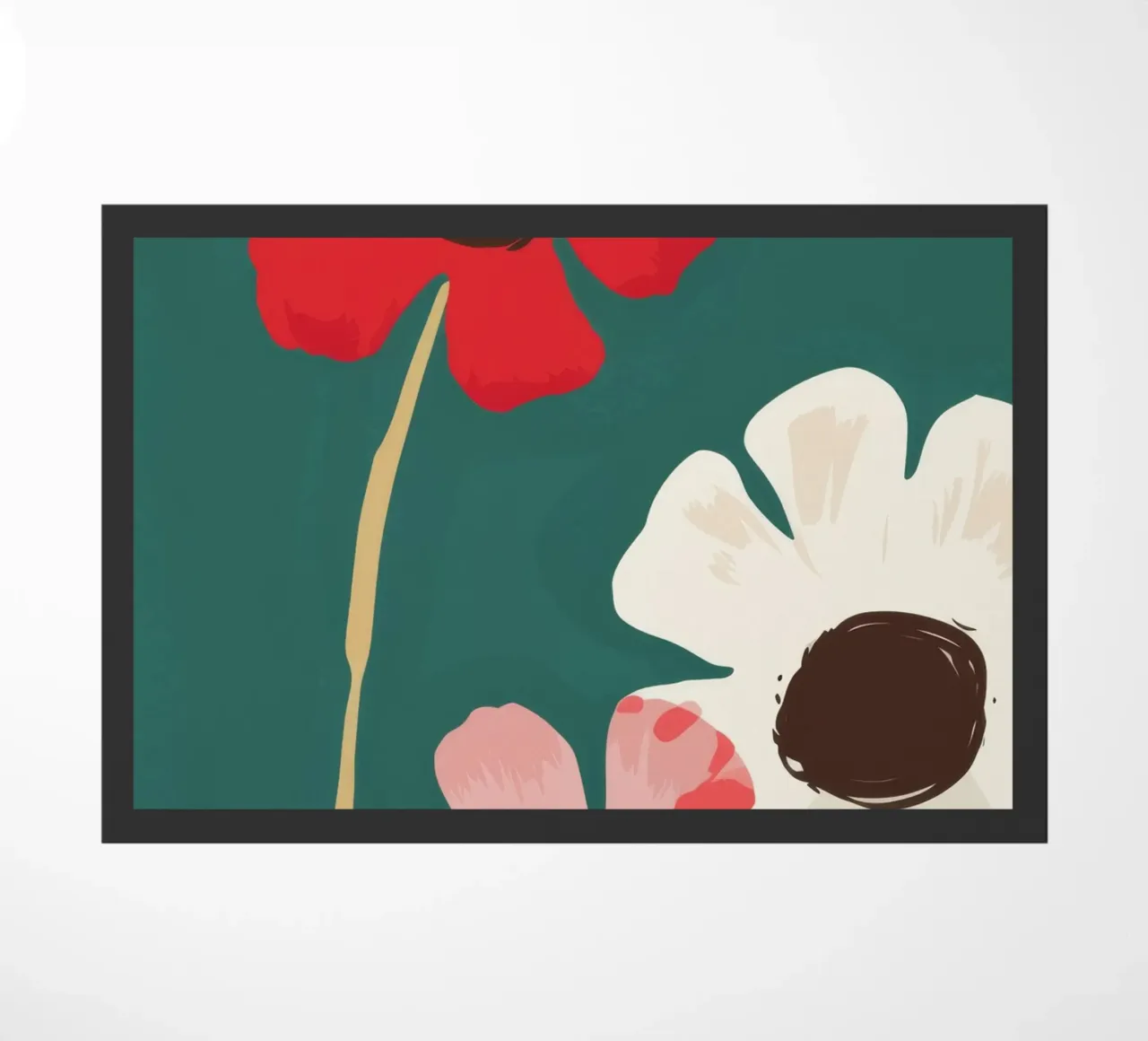 Teal Poppy Trio doormat by Moonlite Desire