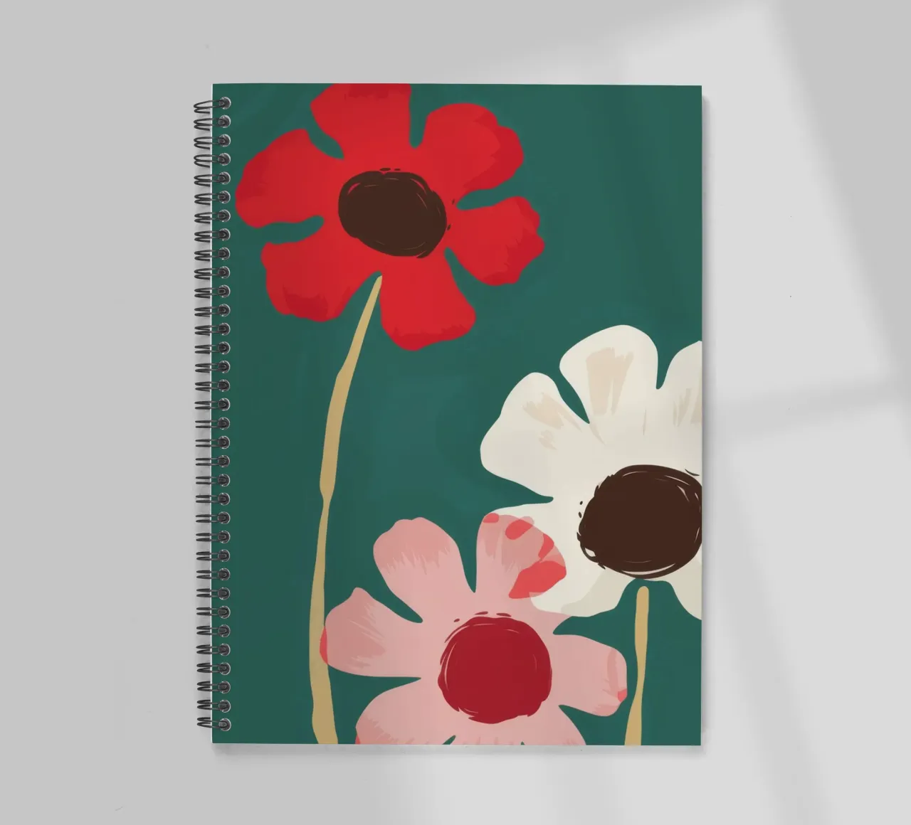 Teal Poppy Trio spiral notebook by Moonlite Desire