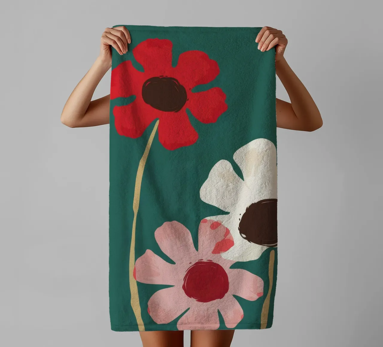 Teal Poppy Trio towel by Moonlite Desire