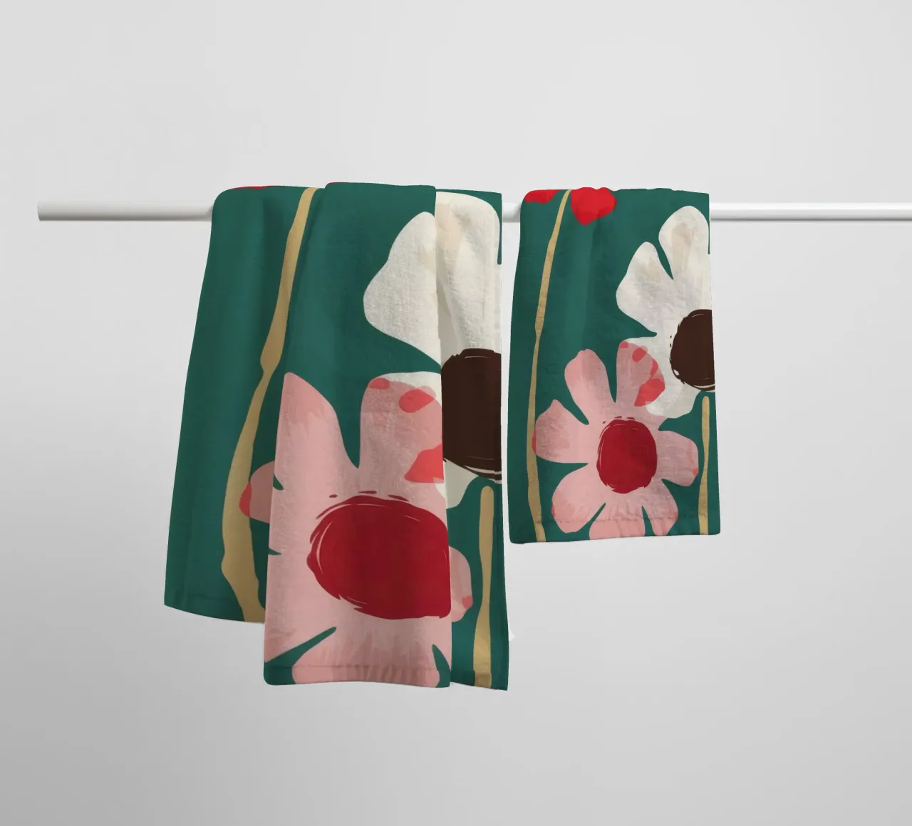 Teal Poppy Trio towel by Moonlite Desire