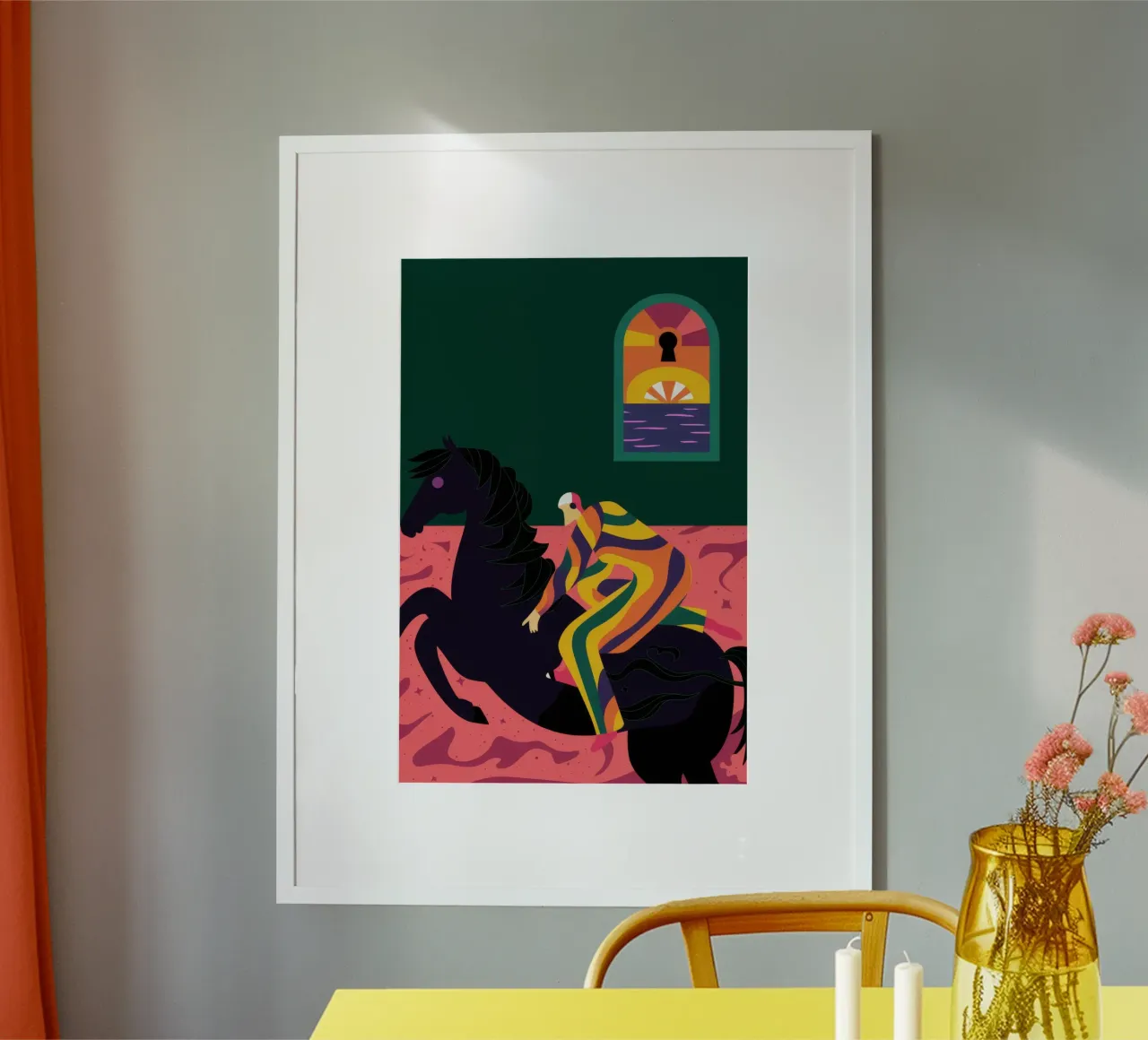 Cavaliere notturno del deserto poster con telaio in alluminio da Lumie Layers