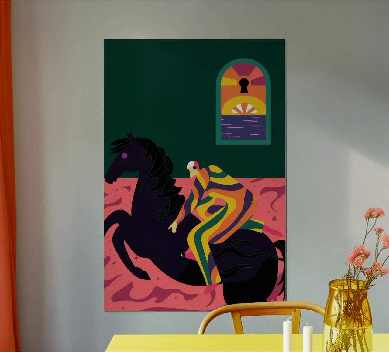 Cavaliere notturno del deserto poster con telaio in alluminio da Lumie Layers