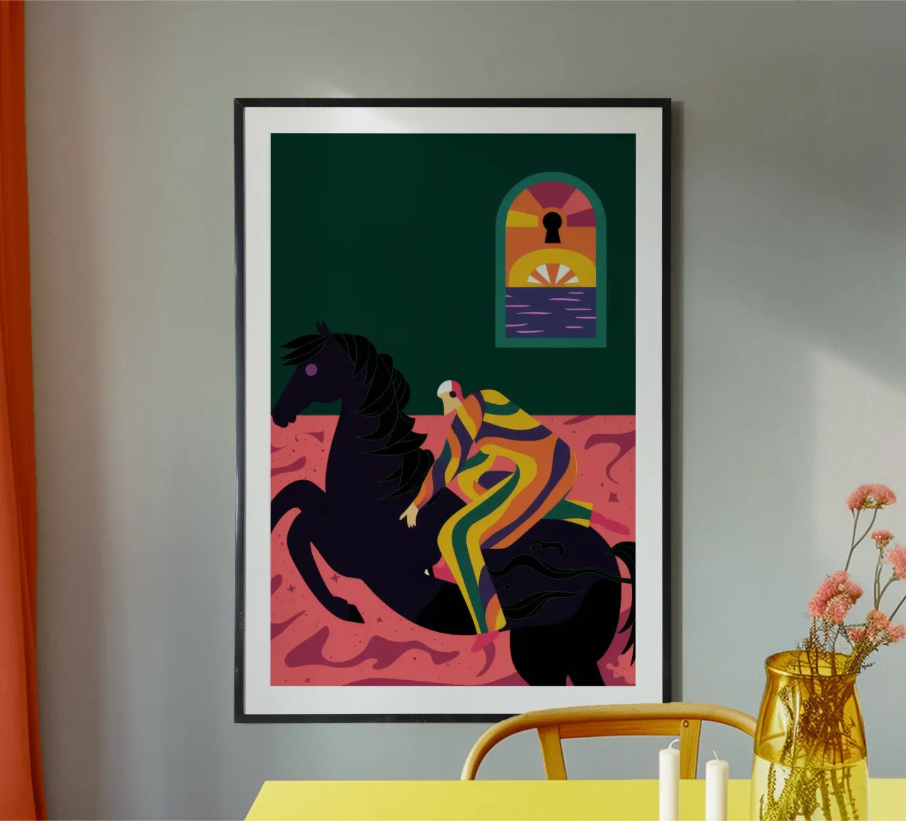 Cavaliere notturno del deserto poster con telaio in alluminio da Lumie Layers