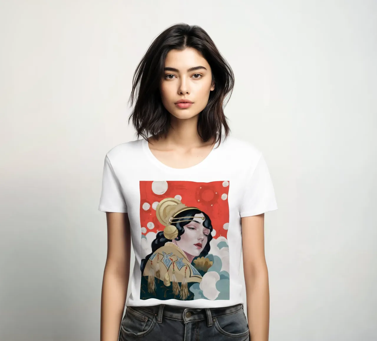 Ruby Geisha Reverie women's fitted t-shirt by Vivid Reverie