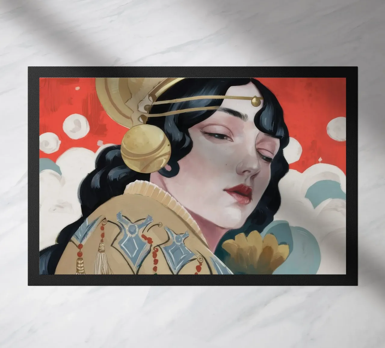 Ruby Geisha Reverie doormat by Vivid Reverie