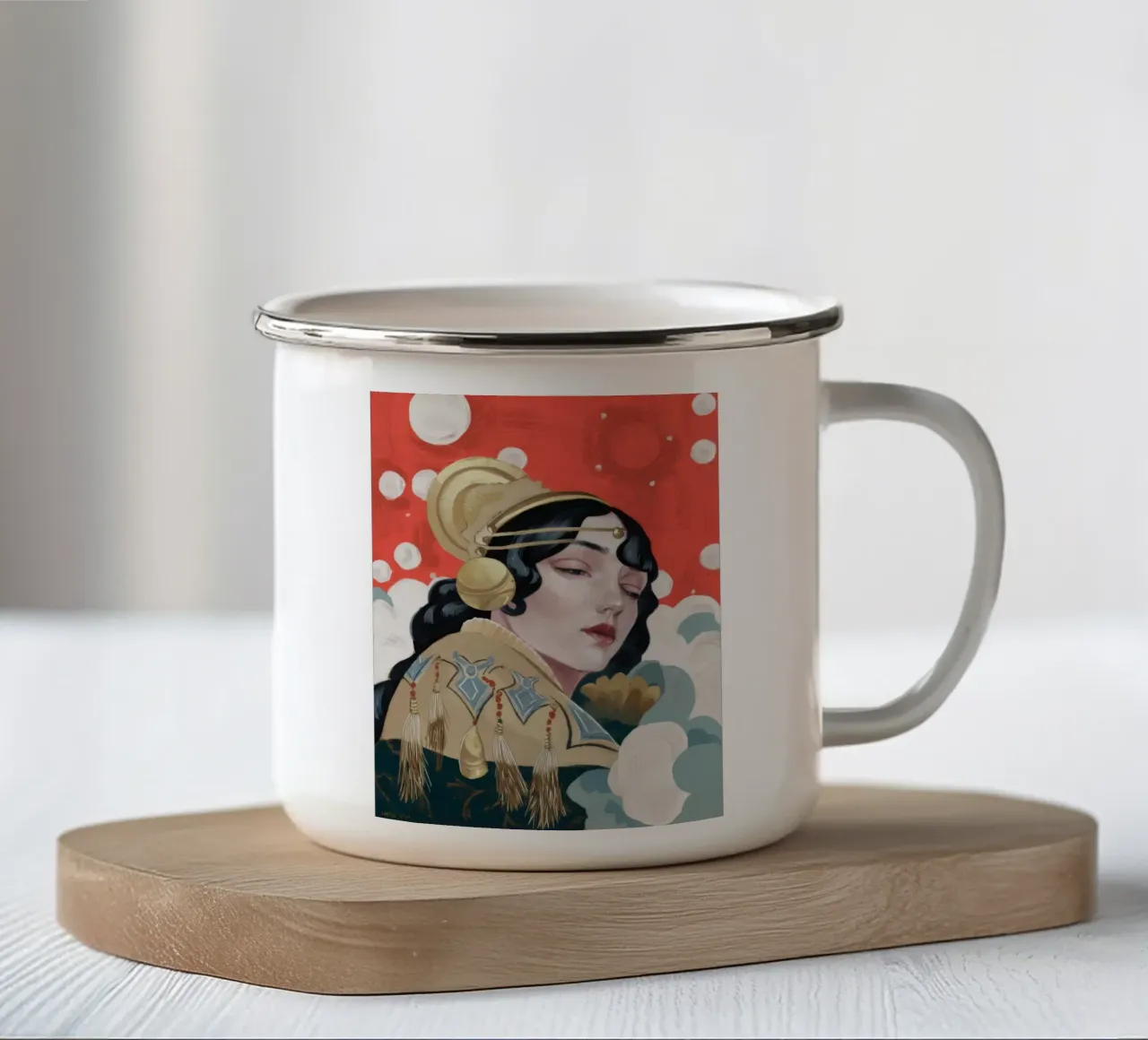 Riverenza da geisha di rubino tazza in smalto da Vivid Reverie