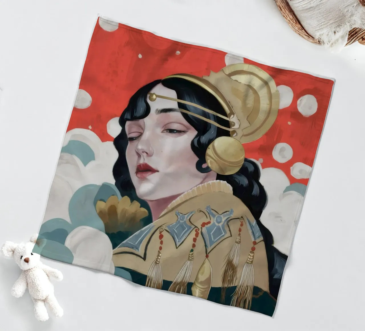 Ruby Geisha Reverie fleece blanket by Vivid Reverie