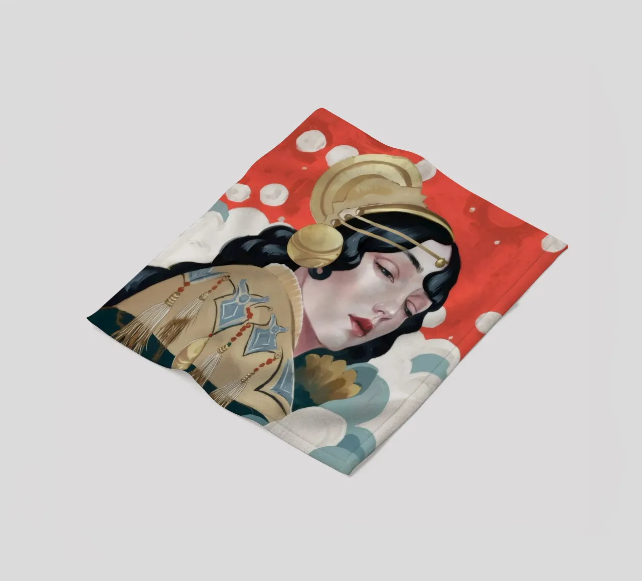 Ruby Geisha Reverie fleece blanket by Vivid Reverie