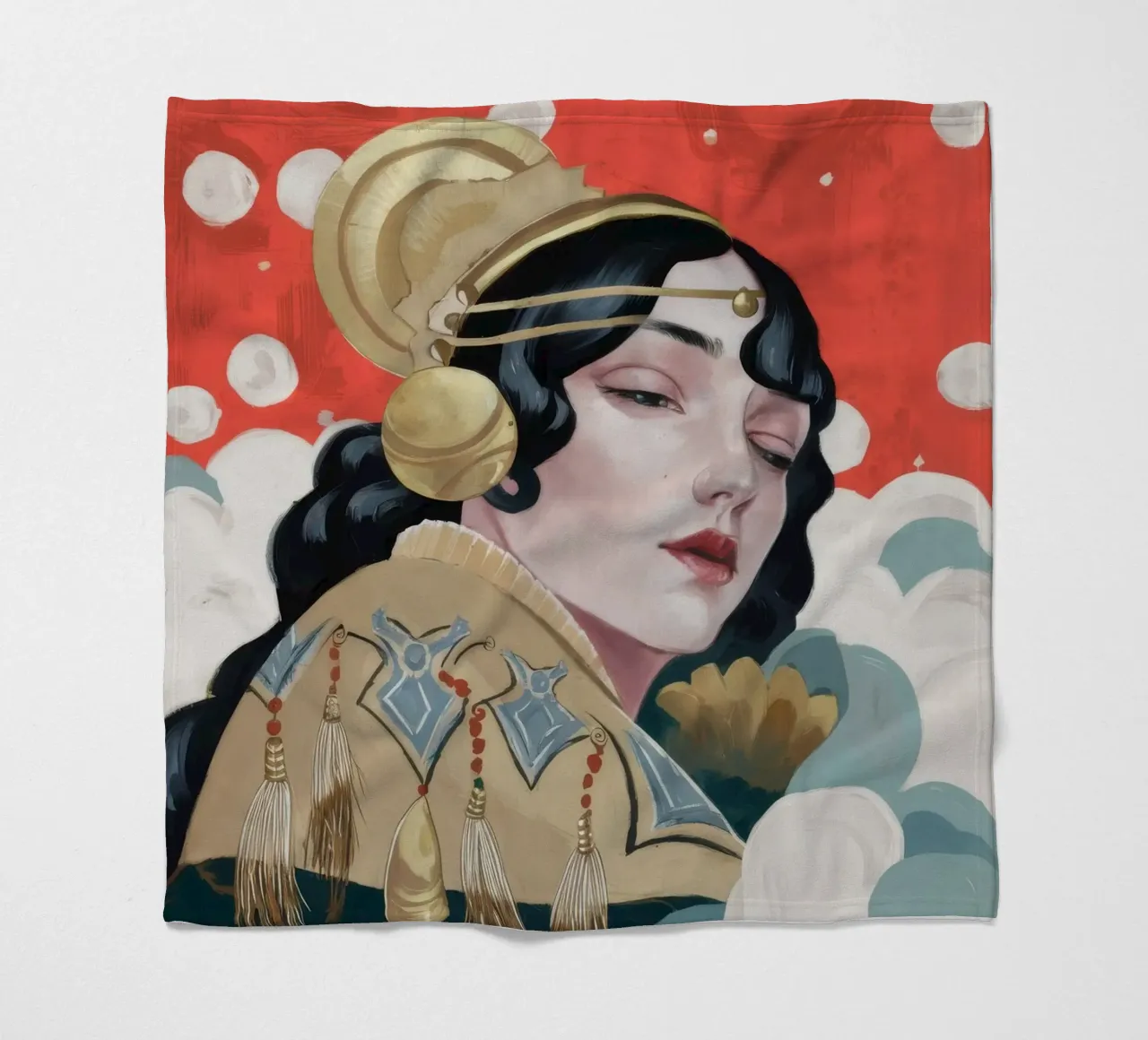 Ruby Geisha Reverie fleece blanket by Vivid Reverie