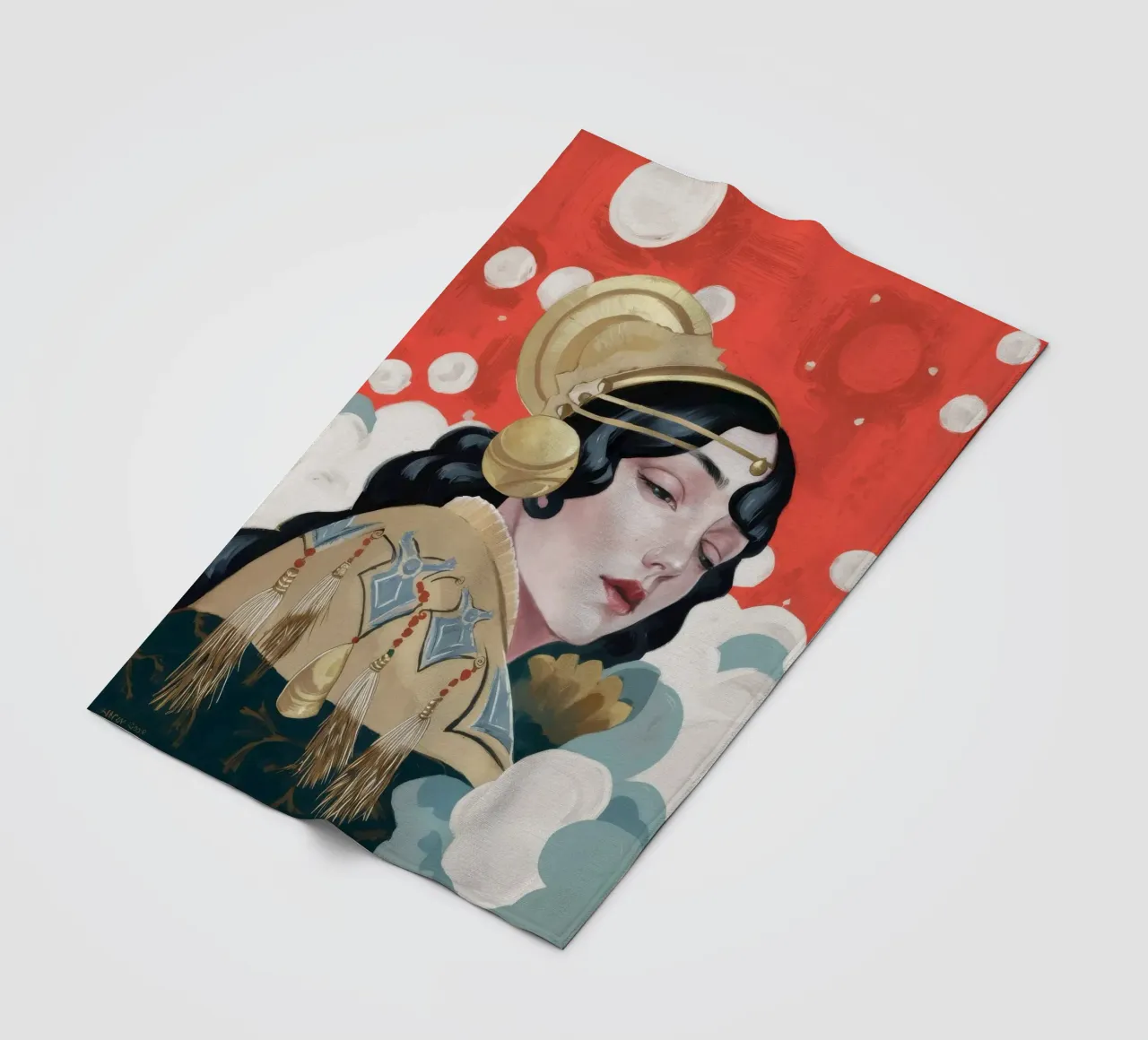 Ruby Geisha Reverie fleece blanket by Vivid Reverie