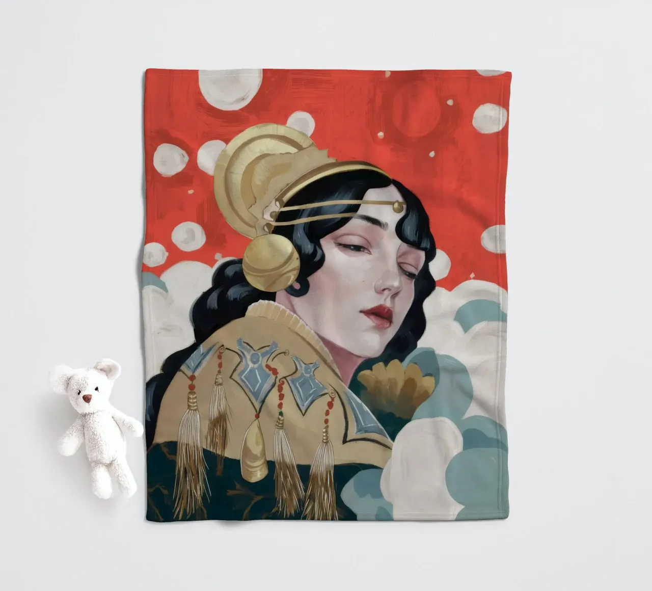 Ruby Geisha Reverie fleece blanket by Vivid Reverie