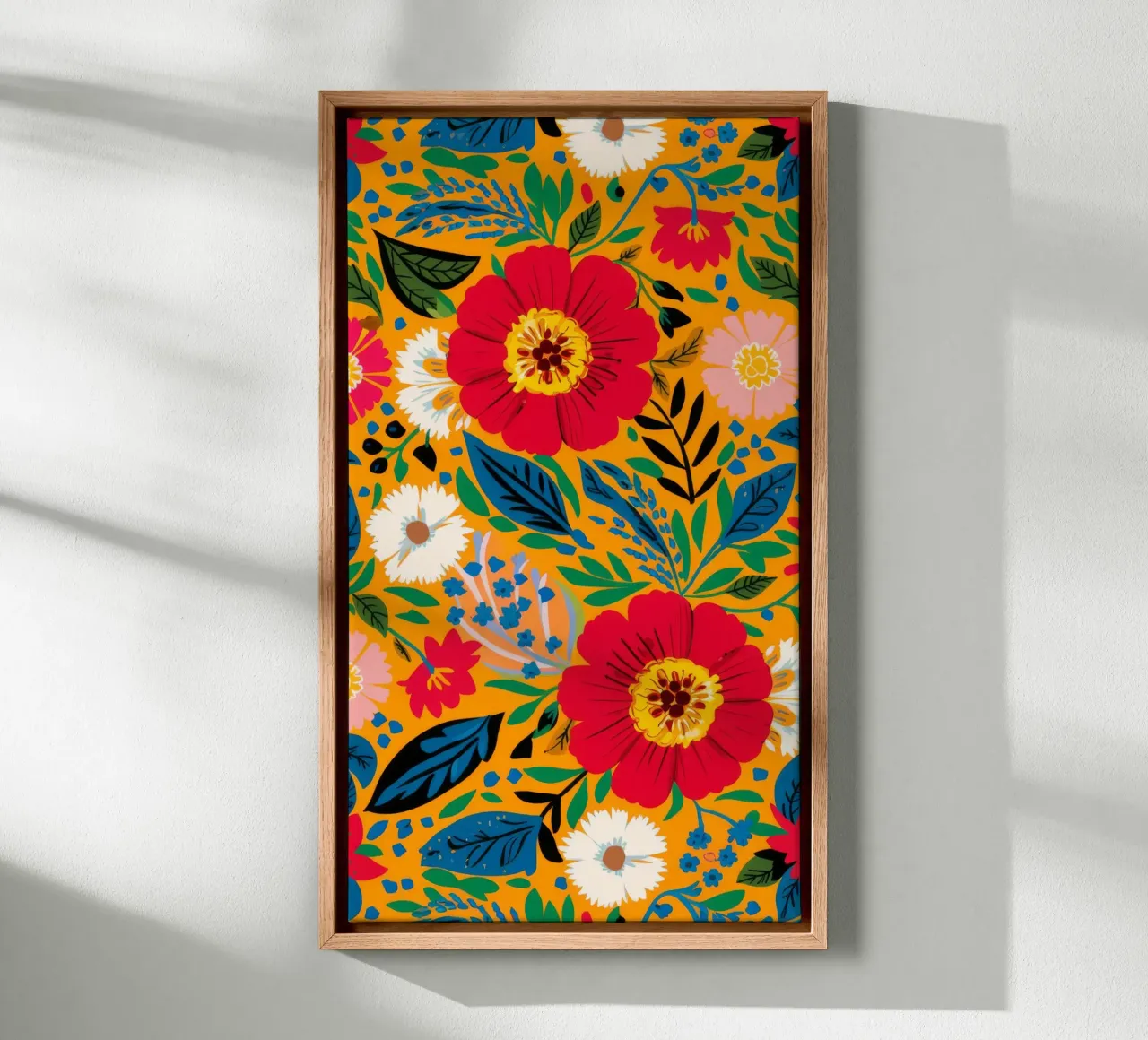 Vurige bloemenweelde canvas met Baklijst van Grande Serene
