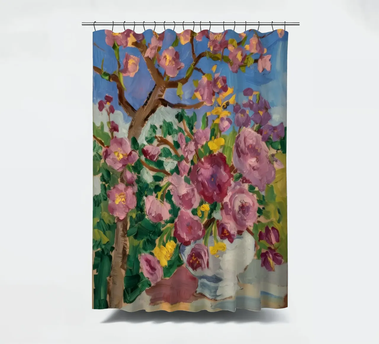 Blossoms Celestial Glow shower curtain by Radiance Landscape