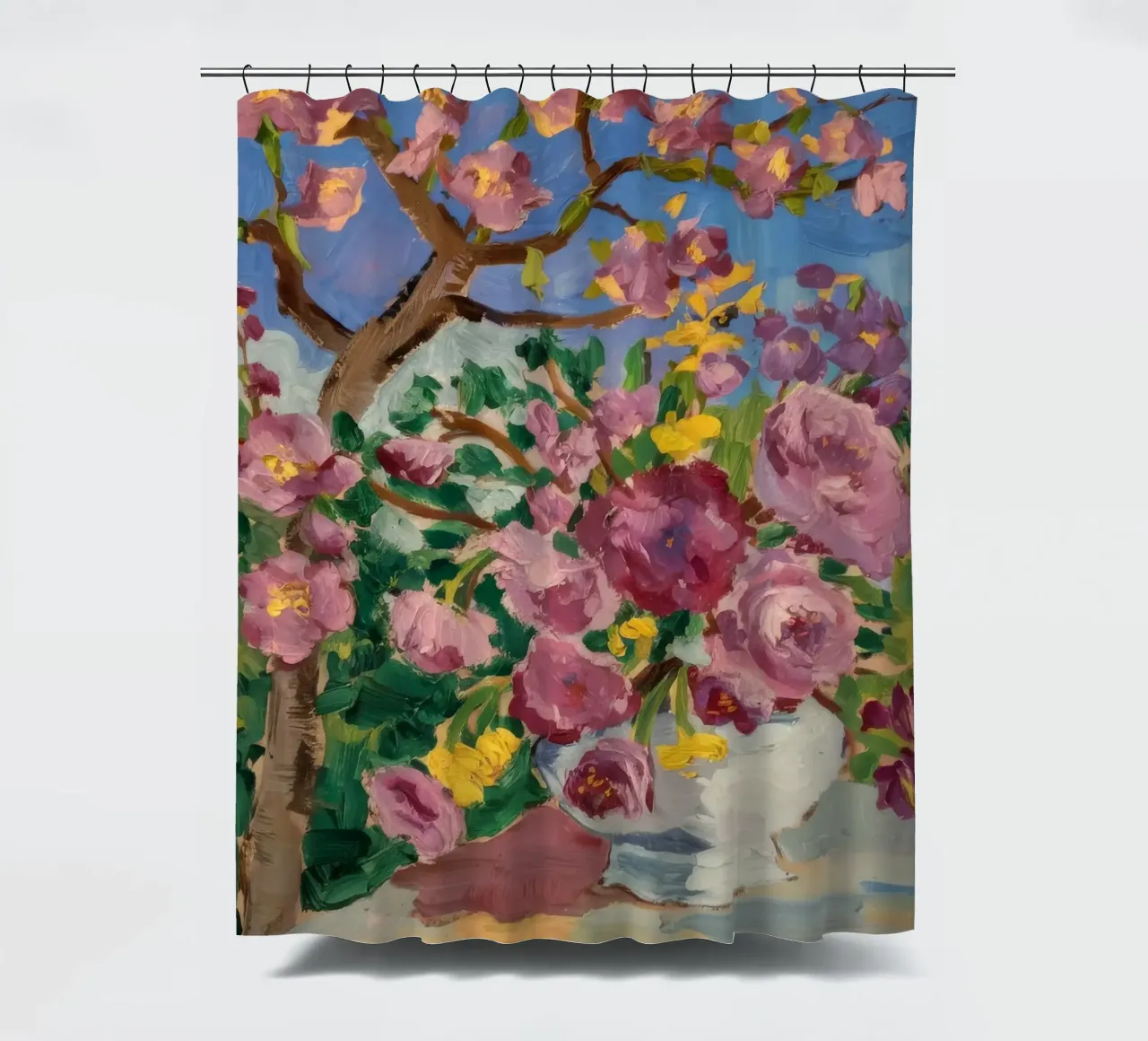 Blossoms Celestial Glow shower curtain by Radiance Landscape