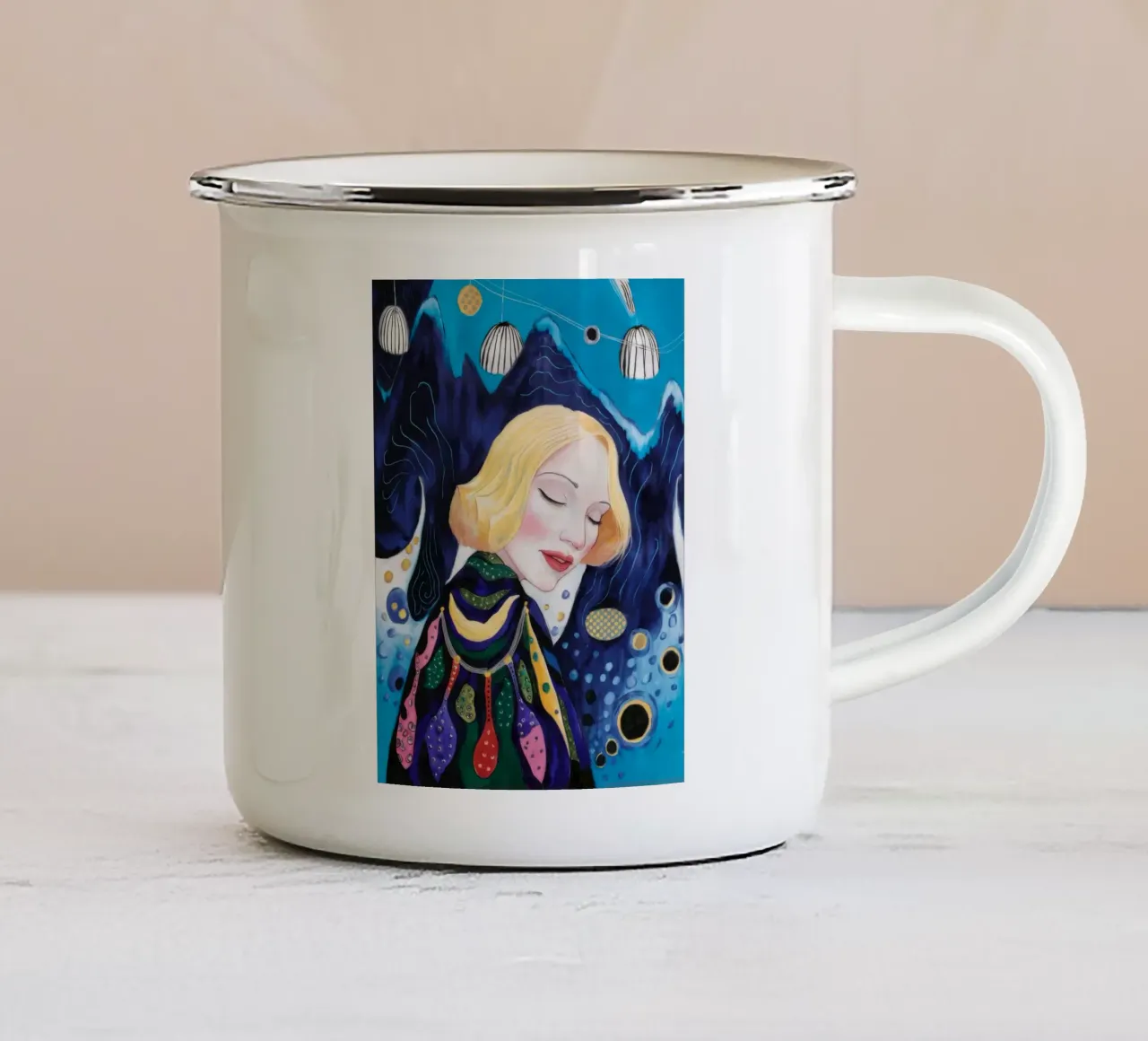 Fioritura del sognatore celeste tazza in smalto da Vivid Reverie