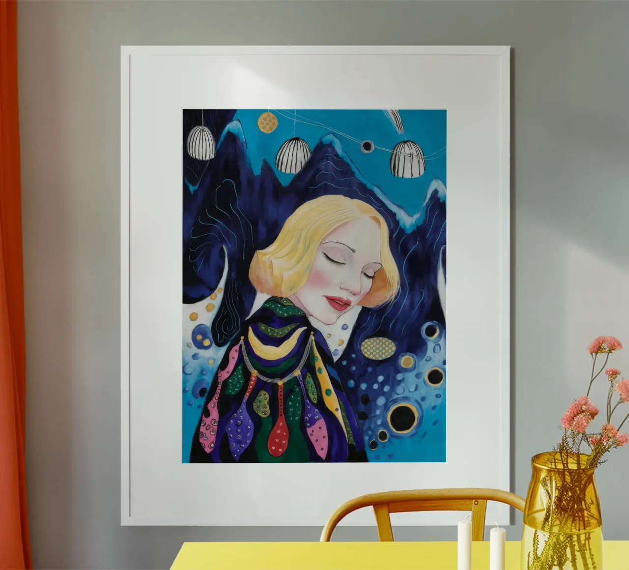 Fioritura del sognatore celeste poster con telaio in plastica da Vivid Reverie