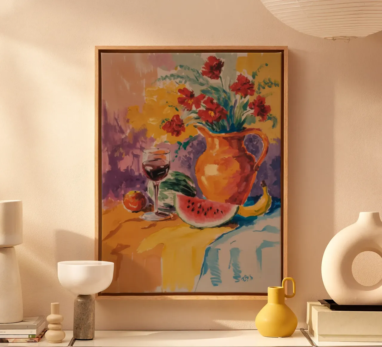 Cremisi floreale tela con Cornice a cassetta da Radiance Landscape
