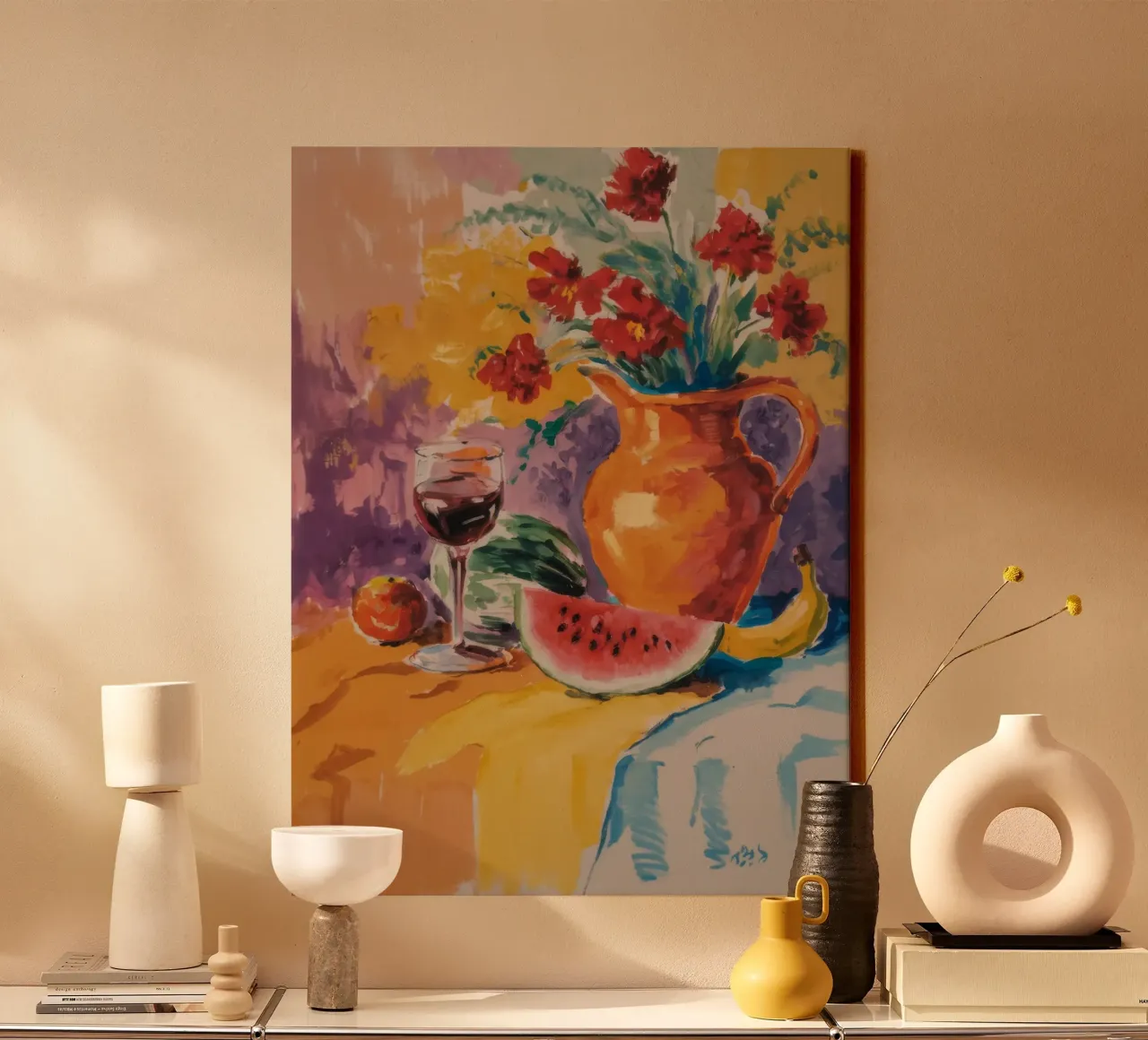 Cremisi floreale tela con Cornice a cassetta da Radiance Landscape