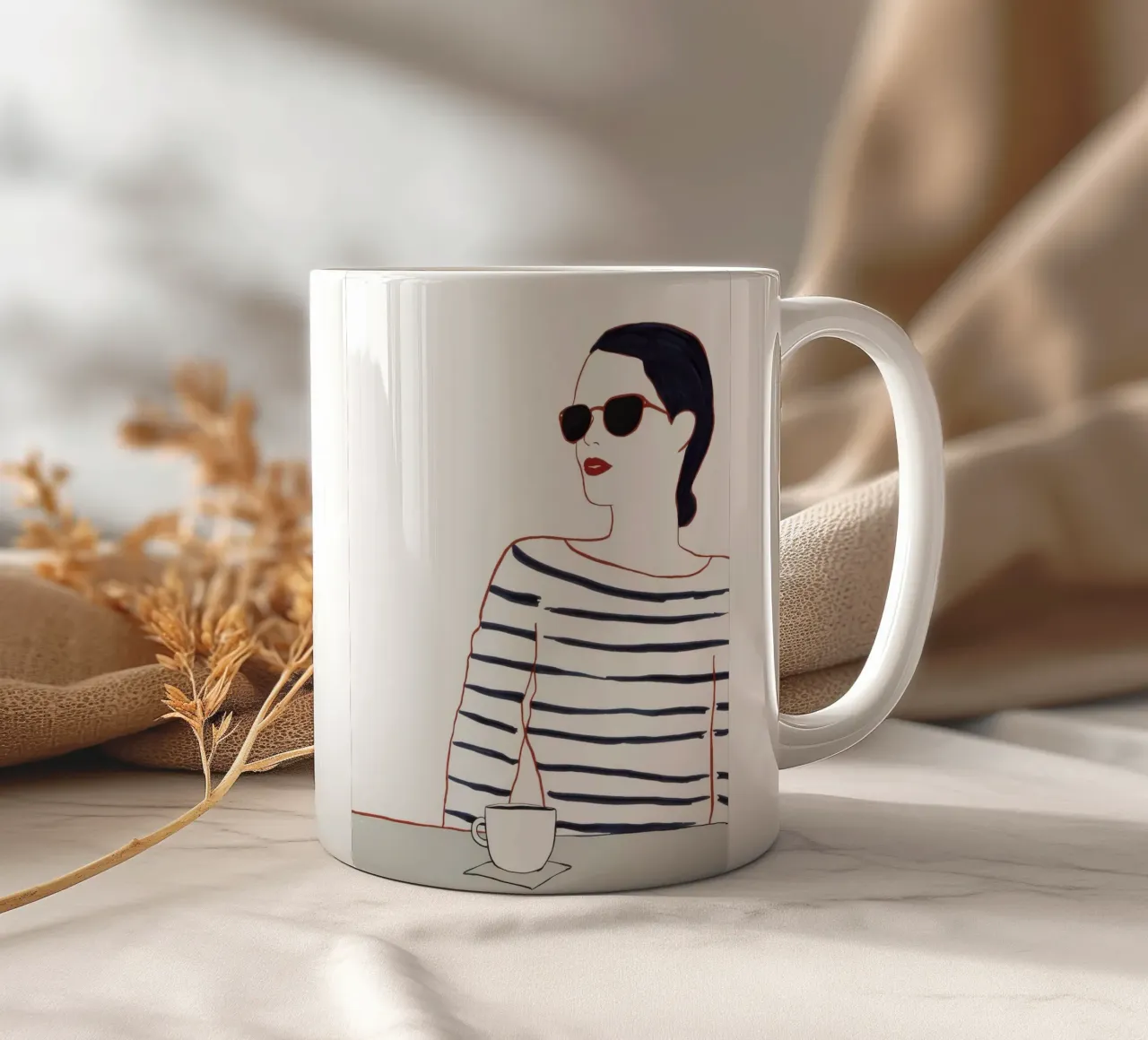Gestreiftes Hemd Kaffee Keramik Tasse von Lumie Layers