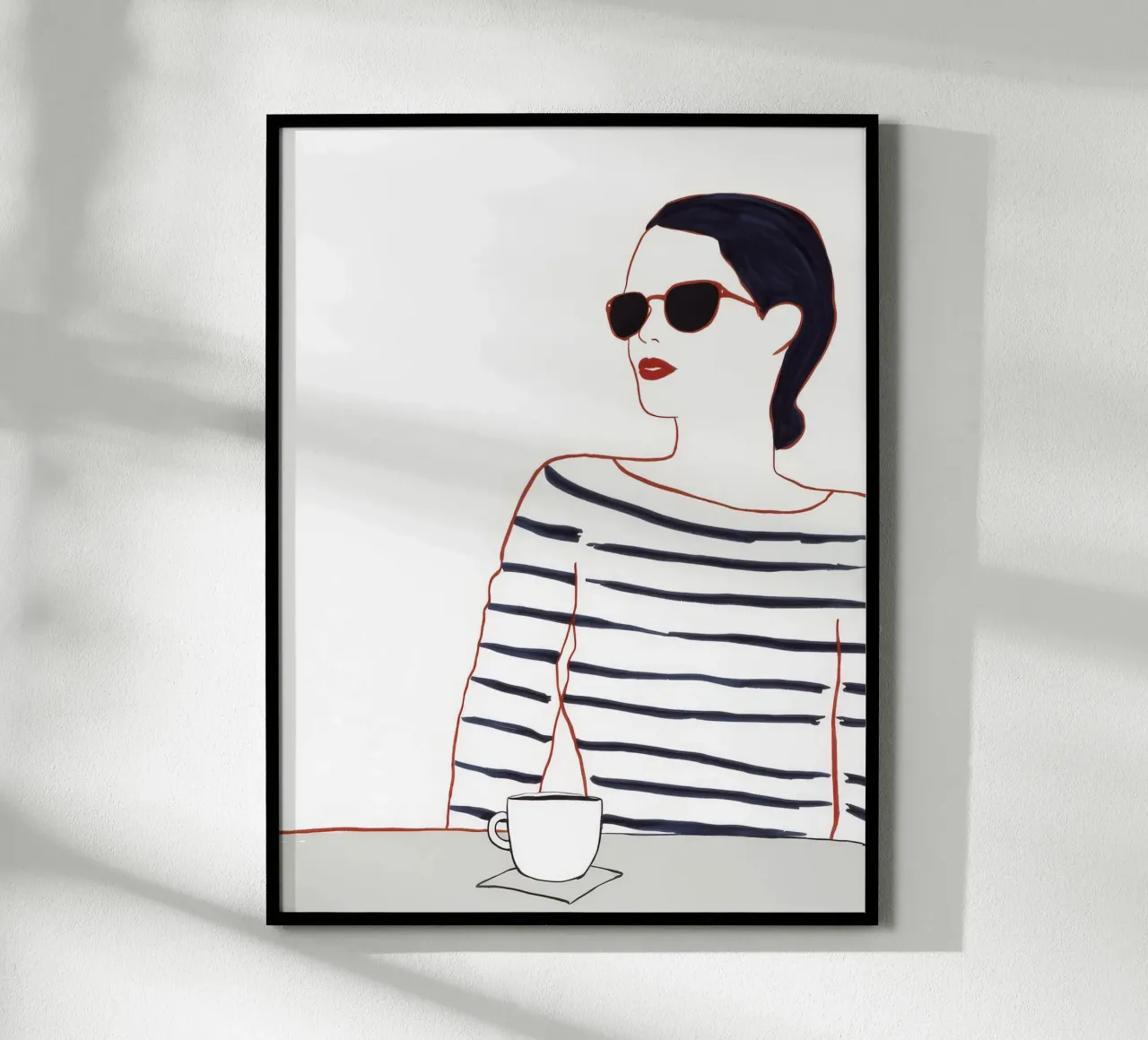 Camicia a righe Caffè poster con telaio in alluminio da Lumie Layers