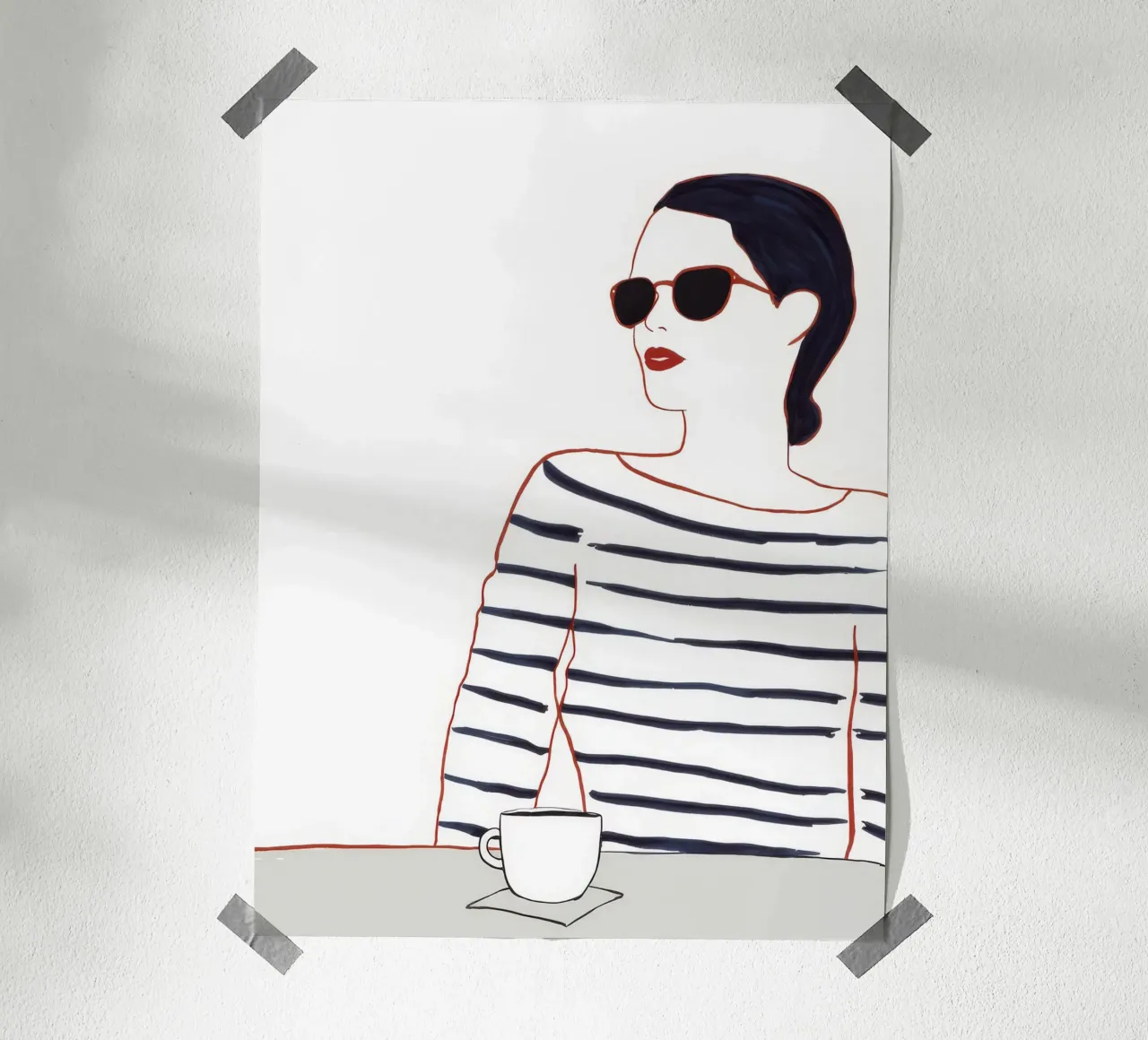 Camicia a righe Caffè poster con telaio in alluminio da Lumie Layers