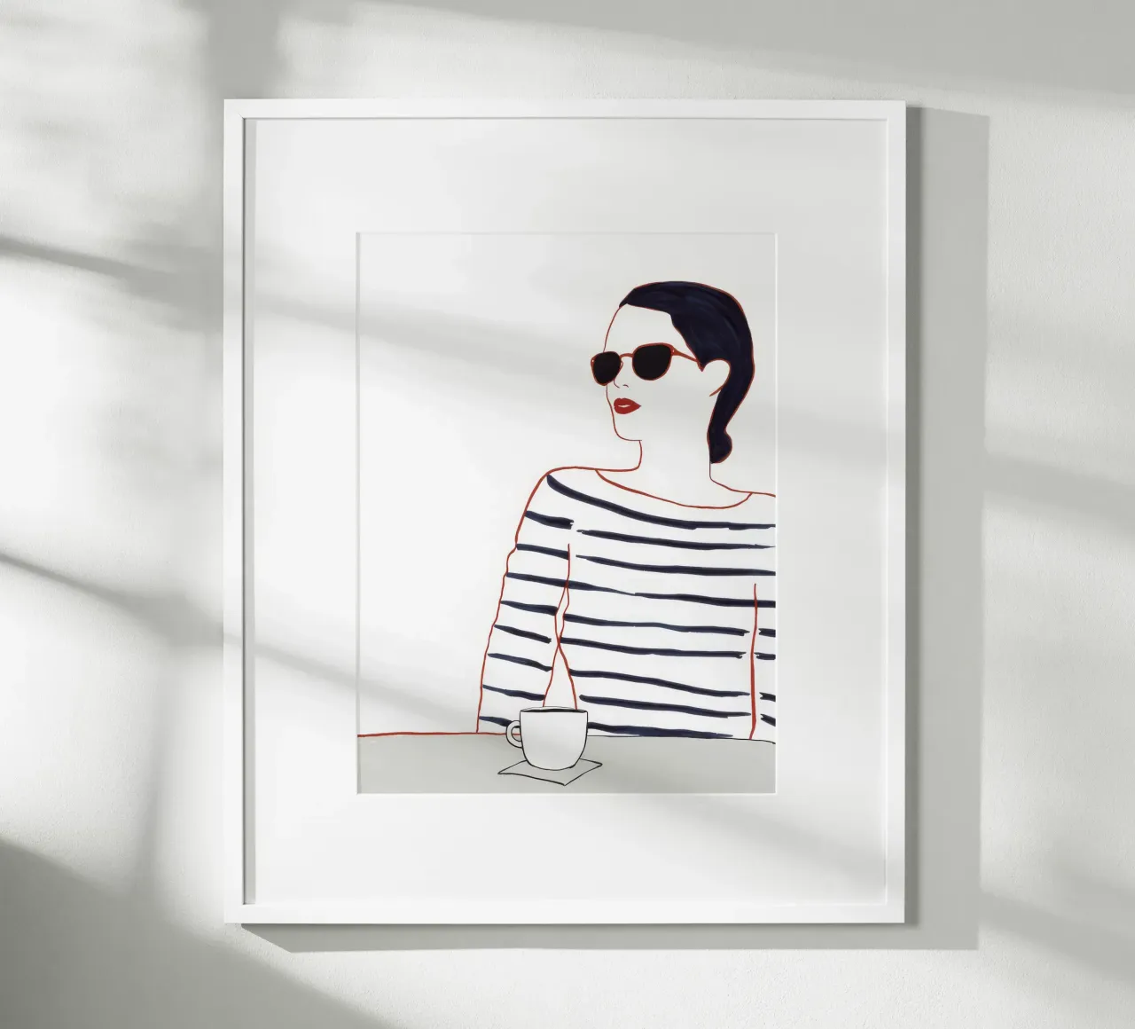 Camicia a righe Caffè poster con telaio in alluminio da Lumie Layers