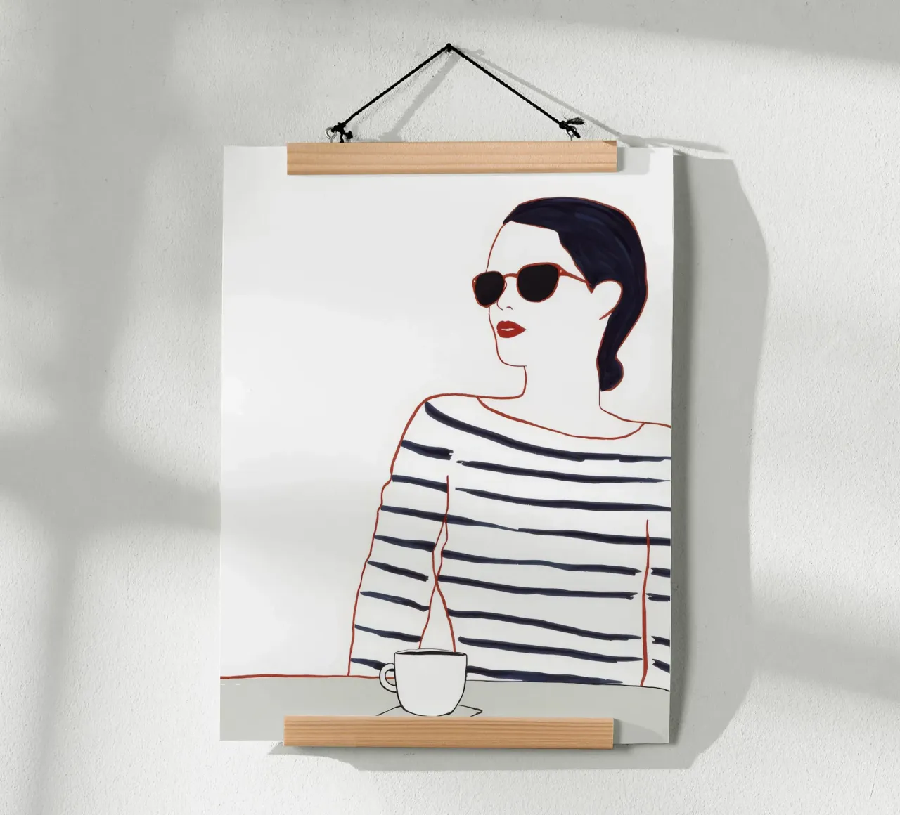 Camicia a righe Caffè poster con telaio in alluminio da Lumie Layers