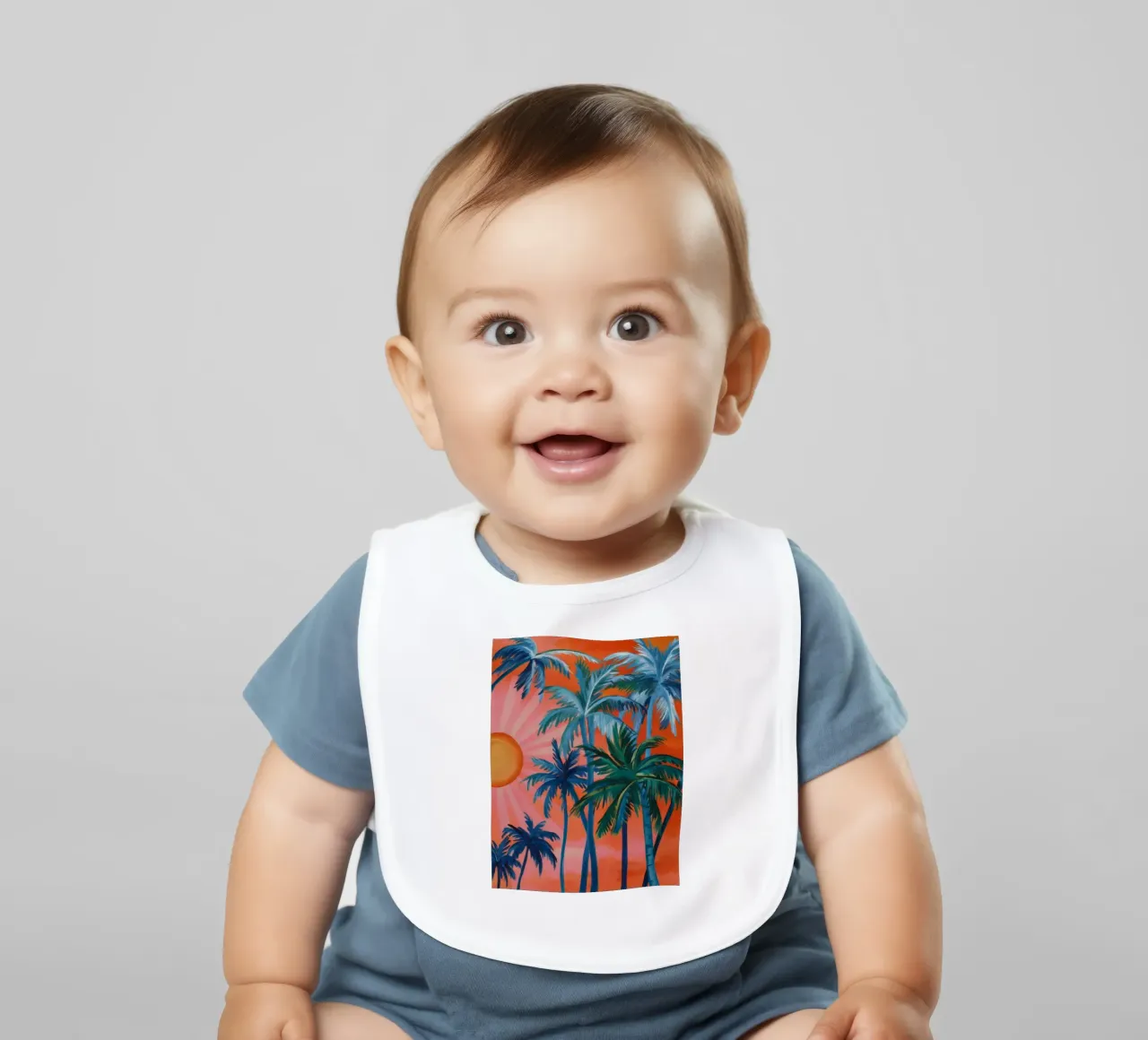 Sunset Palm Silhouette baby bib by Vivid Reverie