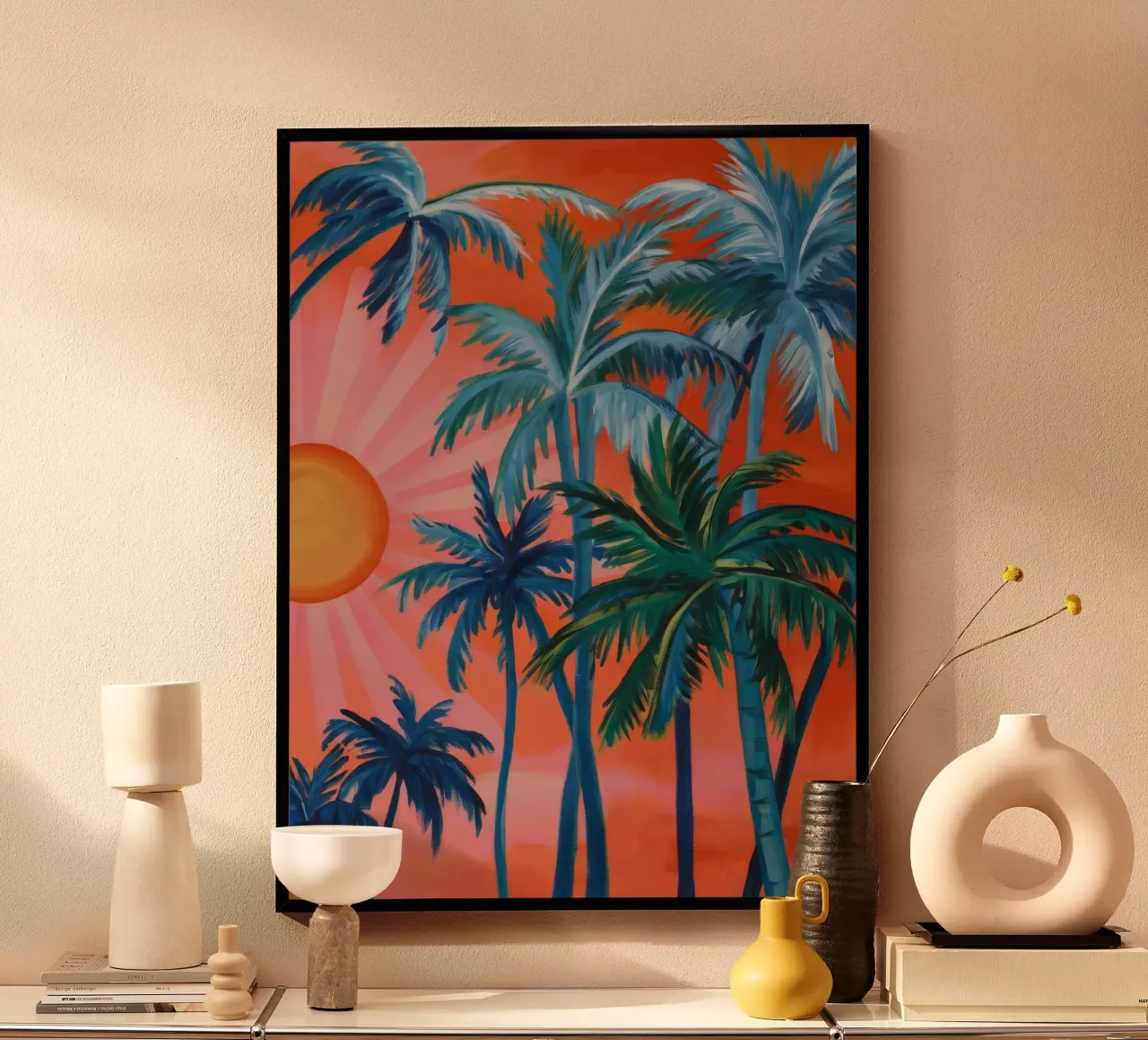 Sunset Palm Silhouette hahnemühle by Vivid Reverie