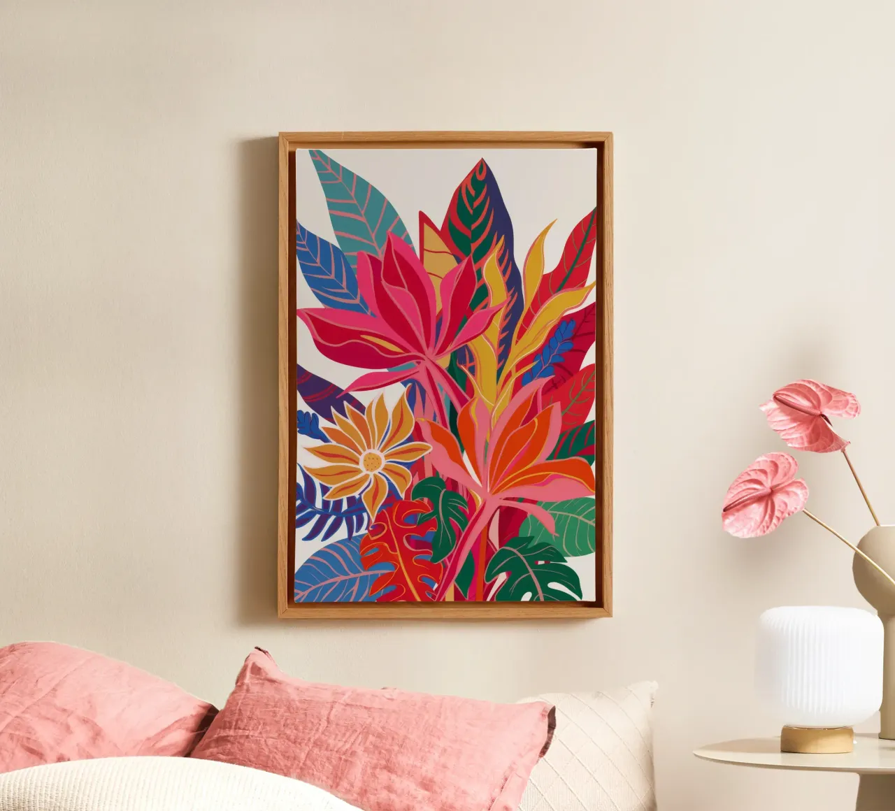 Zonnevlam Loof canvas met Baklijst van Grande Serene