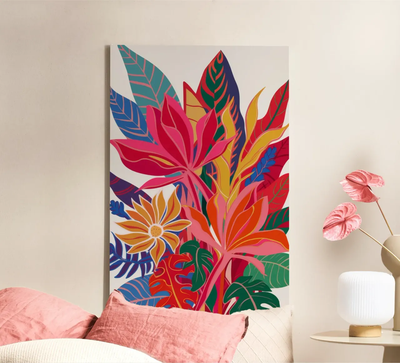 Zonnevlam Loof canvas met Baklijst van Grande Serene
