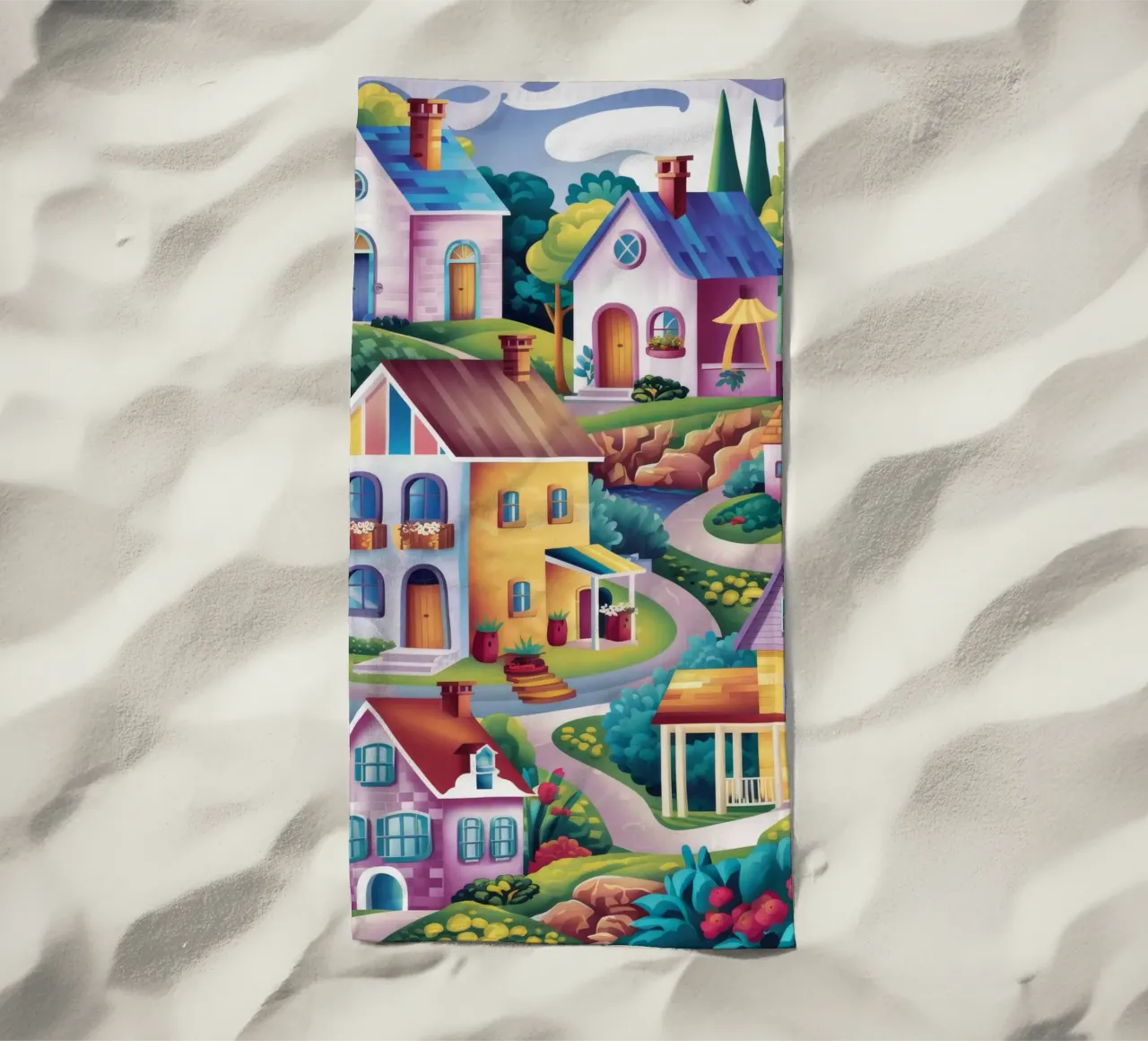 Hillside Village Charm beach towel by Grande Serene