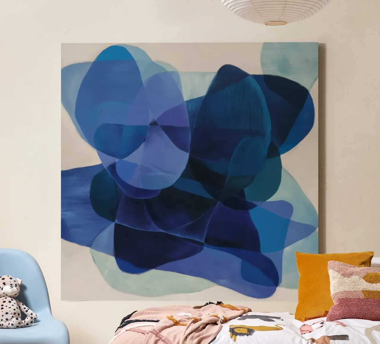 Echi di profondità cerulei tela con Cornice a cassetta da Vivid Reverie