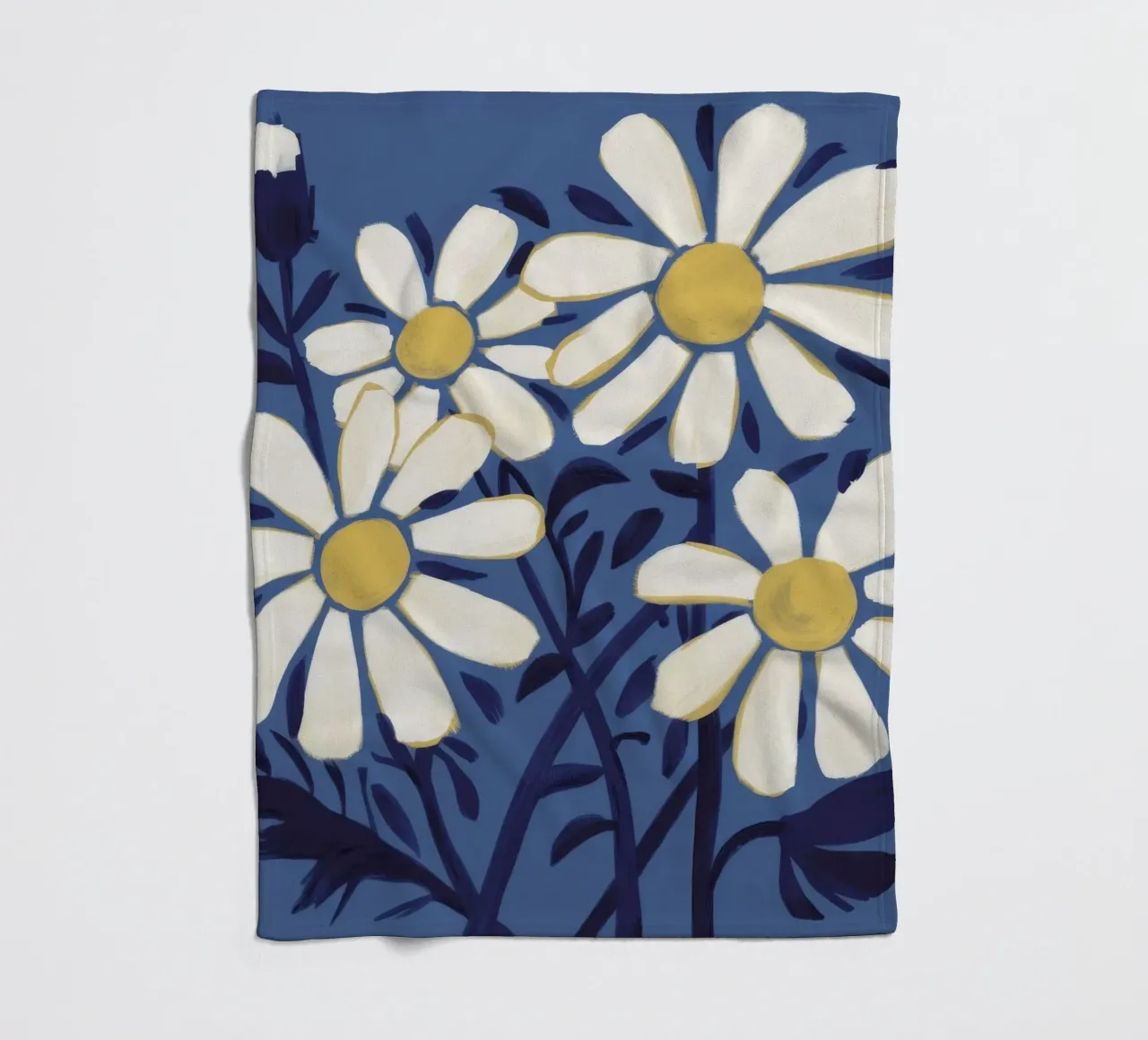 Indigo Daisy Cluster fleece blanket by Moonlite Desire