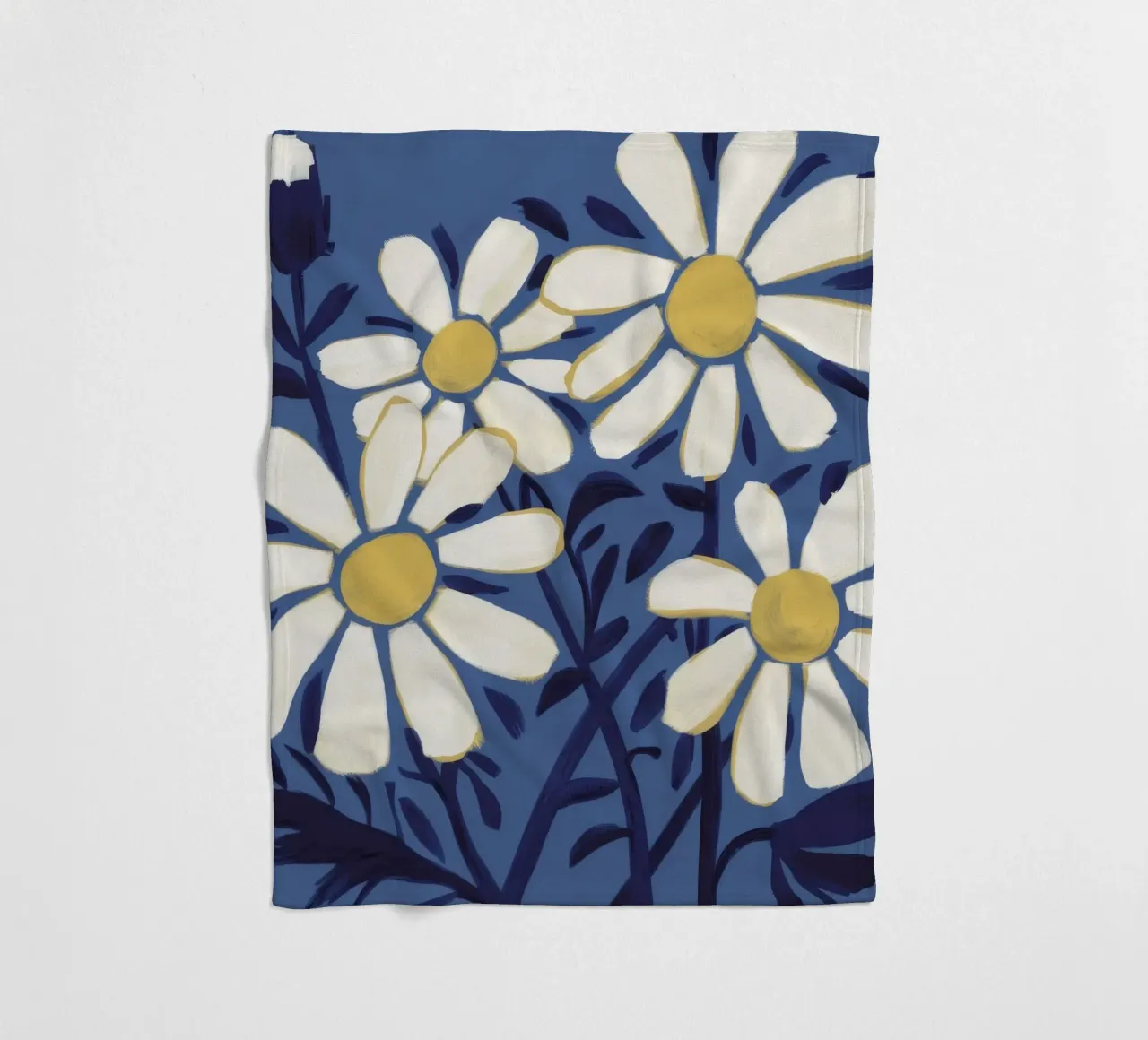 Indigo Daisy Cluster fleece blanket by Moonlite Desire