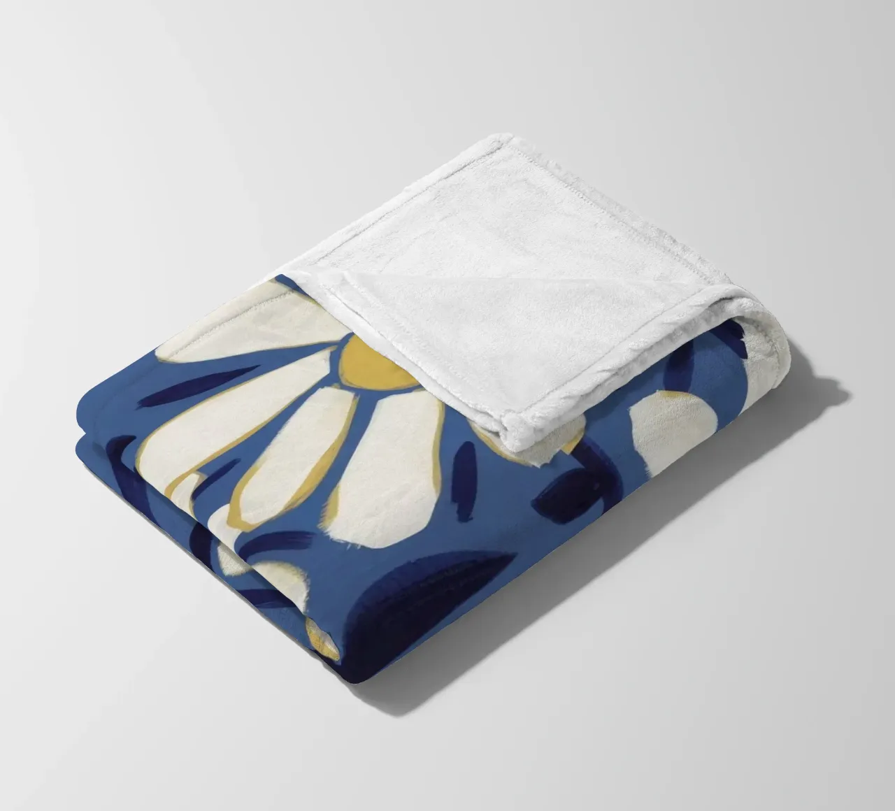 Indigo Daisy Cluster fleece blanket by Moonlite Desire