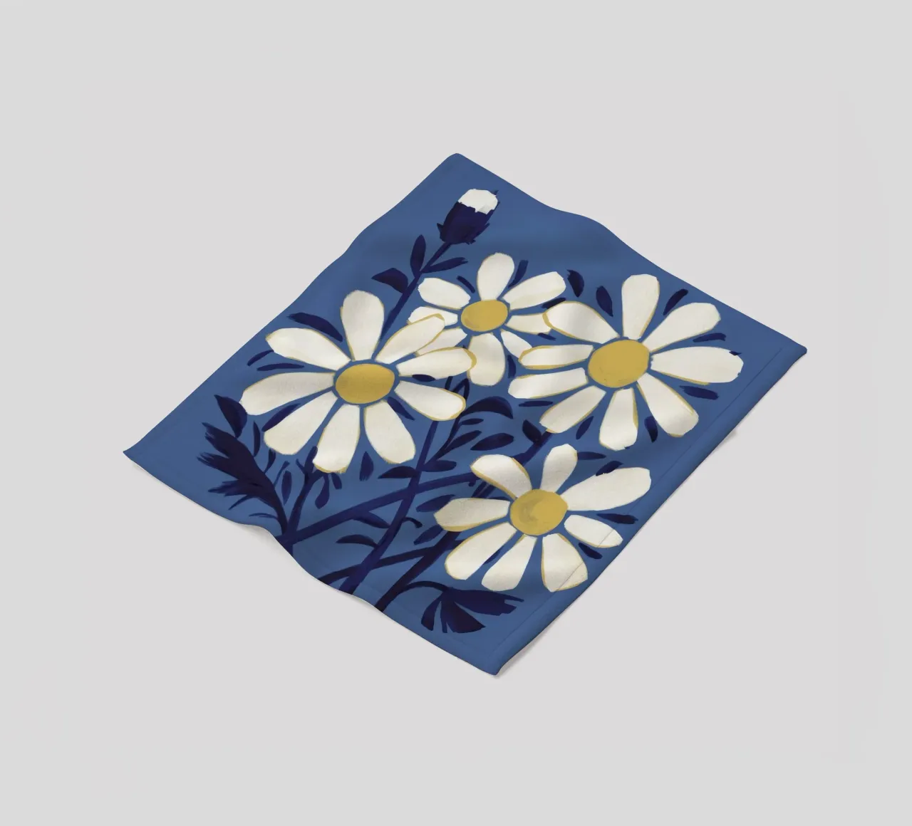 Indigo Daisy Cluster fleece blanket by Moonlite Desire