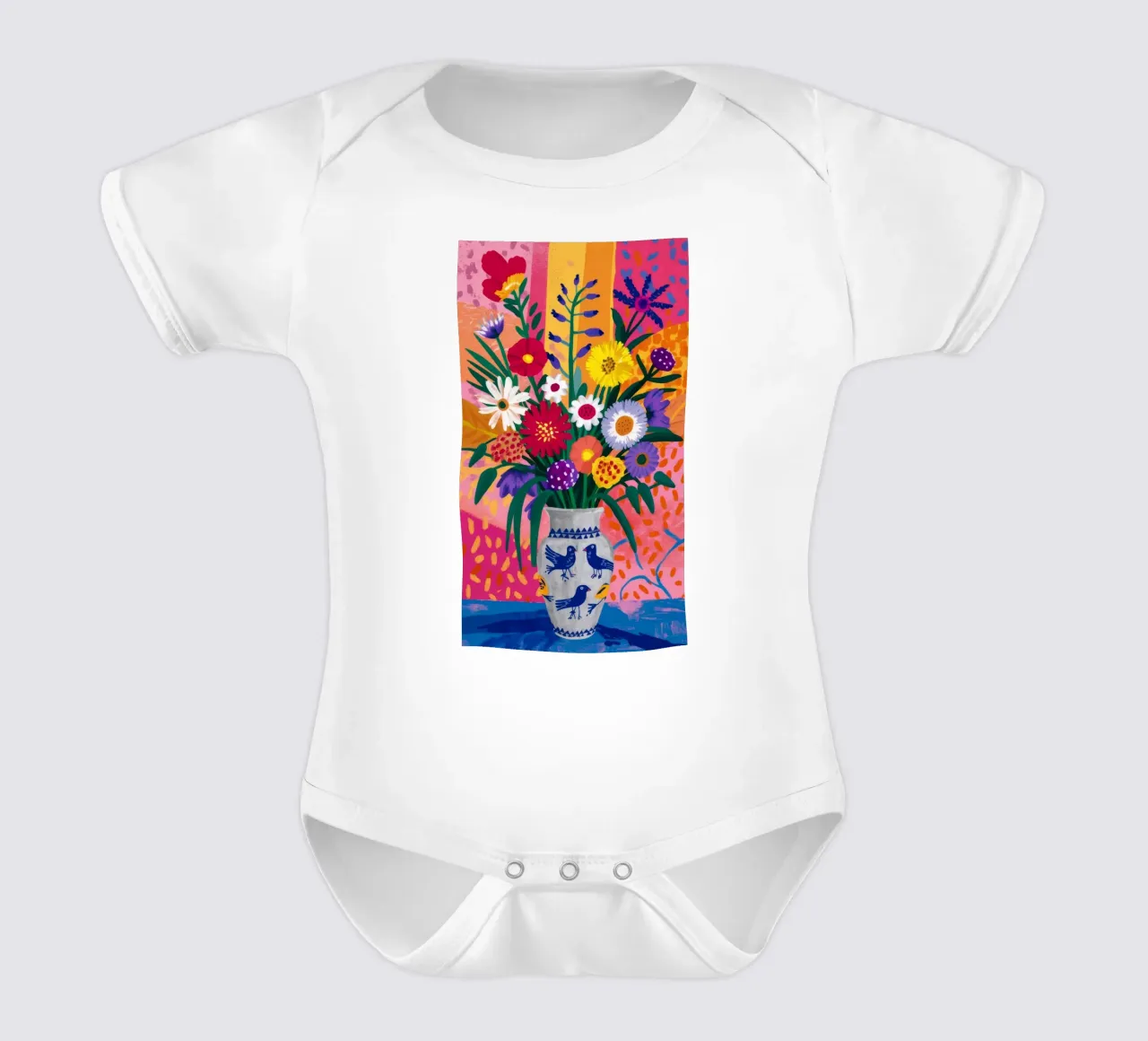 Totenkopf Vase blüht Kurzarm Babybody von Grande Serene
