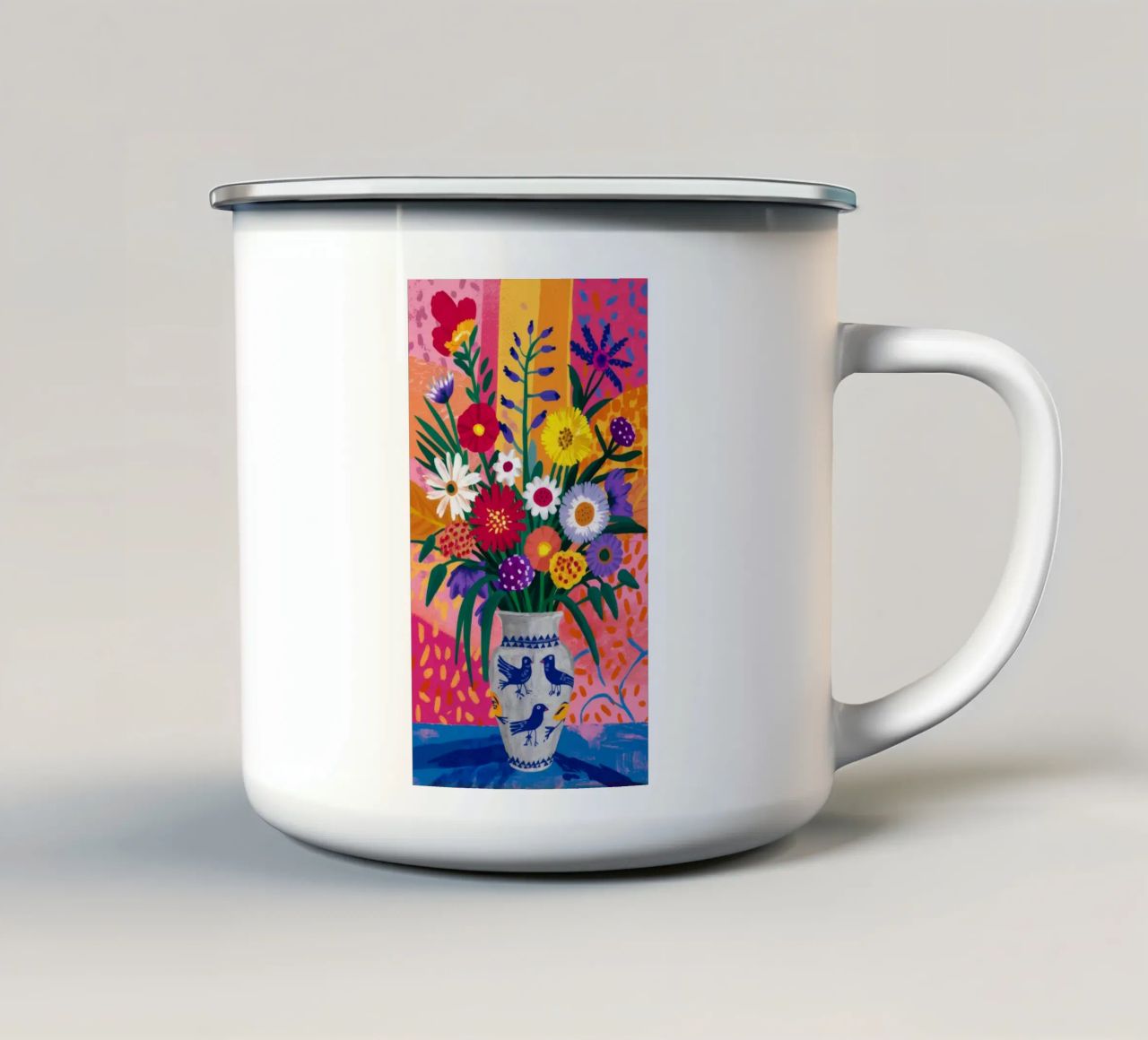 Vaso di teschi in fiore tazza in smalto da Grande Serene
