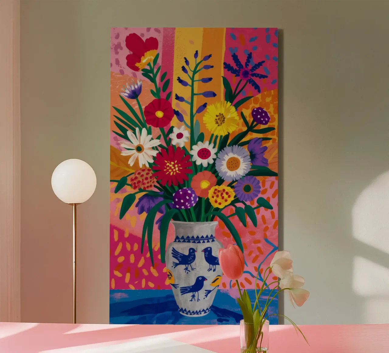 Vaso di teschi in fiore tela con Cornice a cassetta da Grande Serene