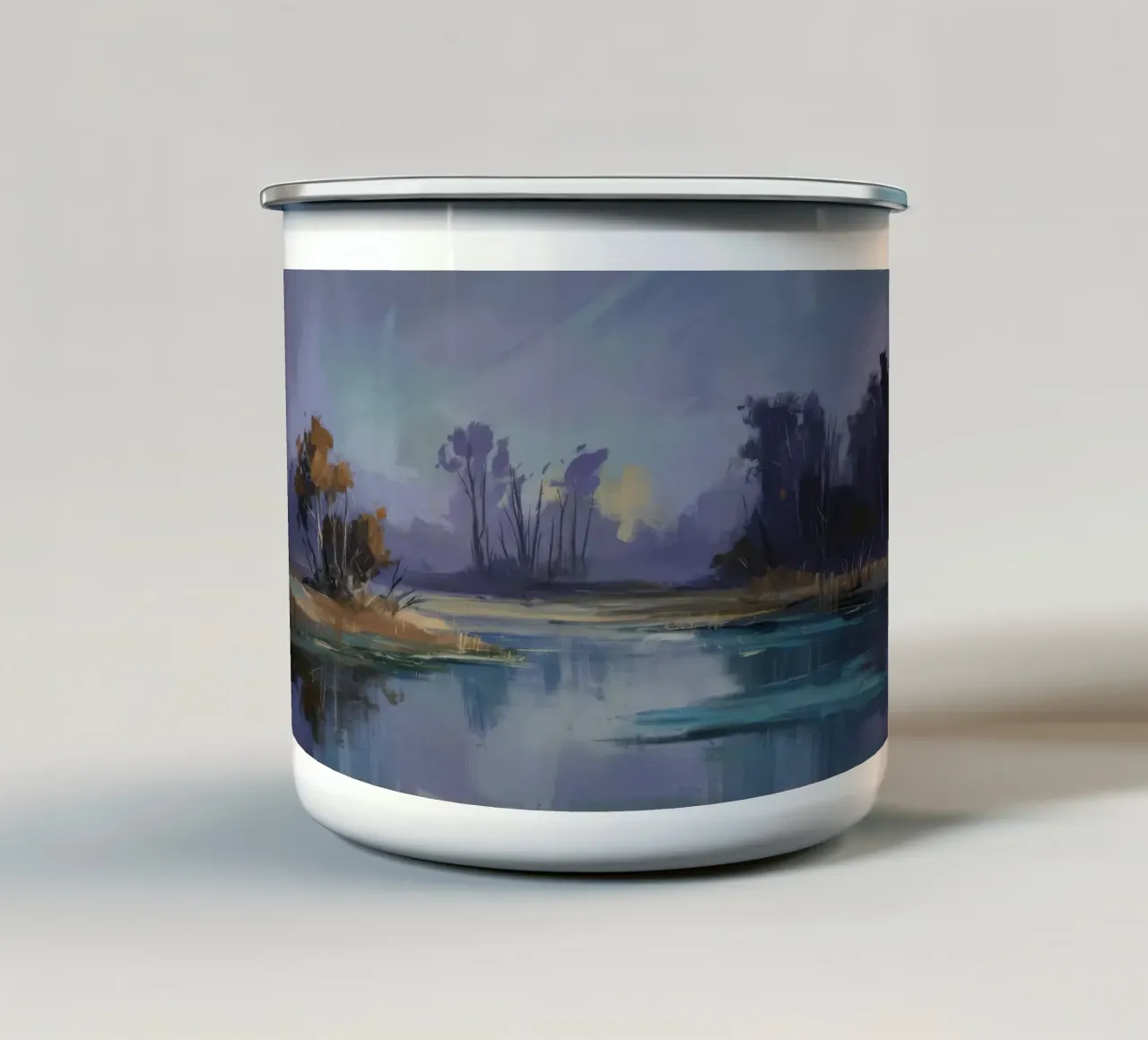 Fiume Nebbioso Crepuscolo tazza in smalto da Radiance Landscape