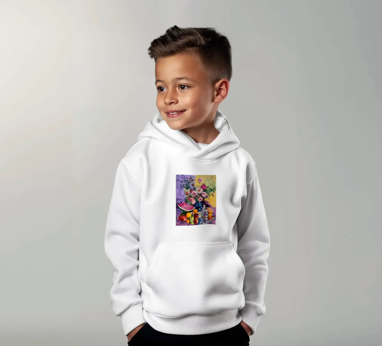 Opulent Fruit Extravaganza kids hoodie by Radiance Landscape