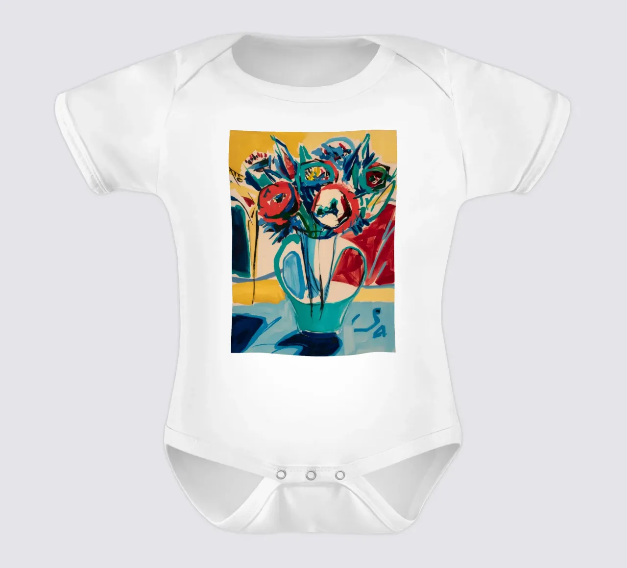 Gioia floreale cromatica body neonato maniche corte da Vivid Reverie